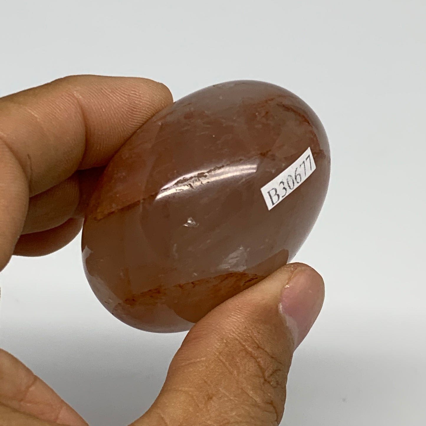 109.5g,2"x1.7"x1.3", Red Hematoid Fire Quartz Palm-Stone Crystal Polished, B3067