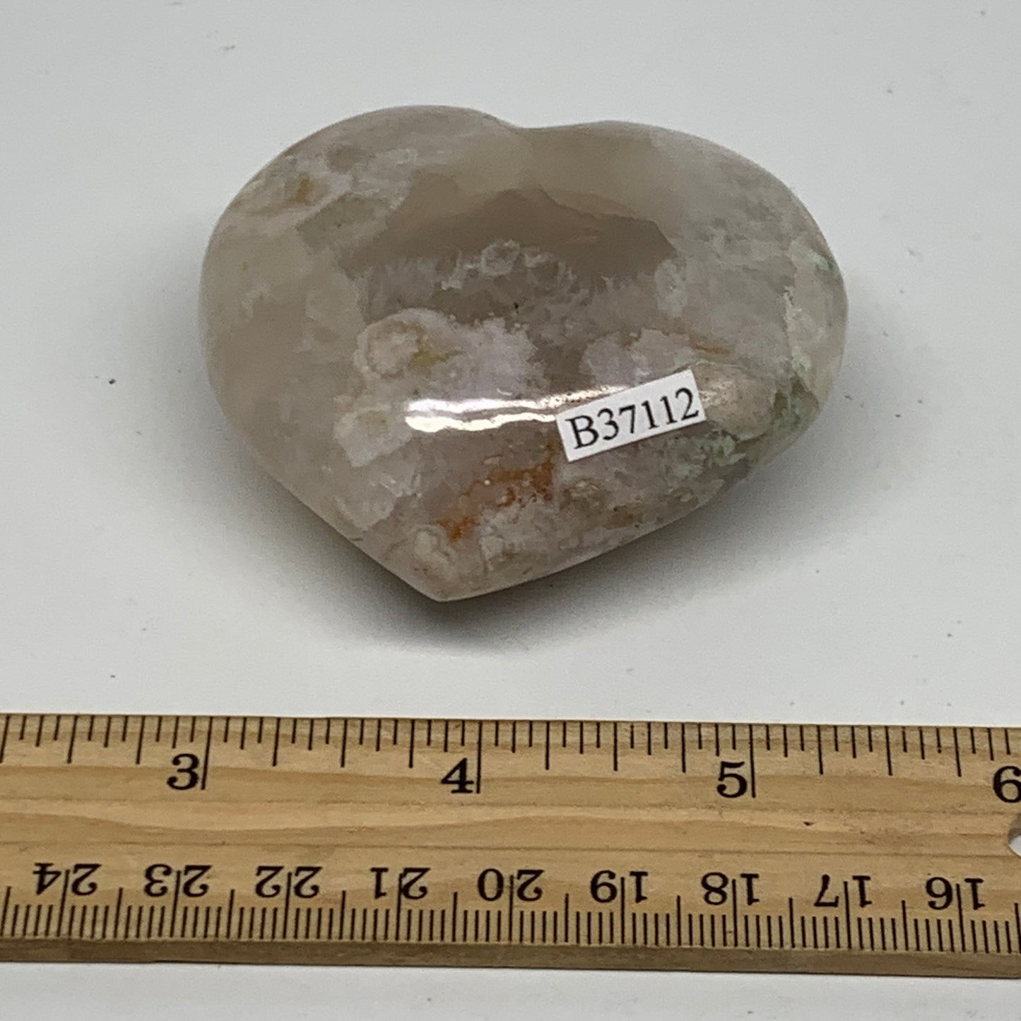 0.330 lbs, 2.2"x2.6"x1.3", Cherry Blossom Flower Agate Heart Crystal, B37112