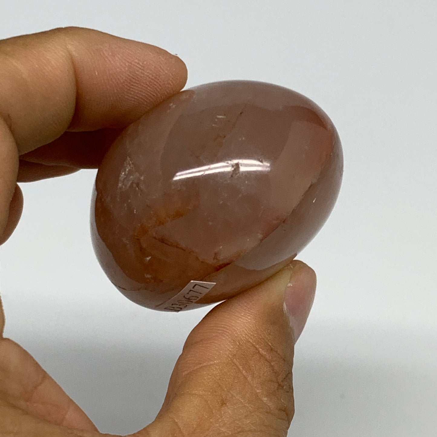 109.5g,2"x1.7"x1.3", Red Hematoid Fire Quartz Palm-Stone Crystal Polished, B3067