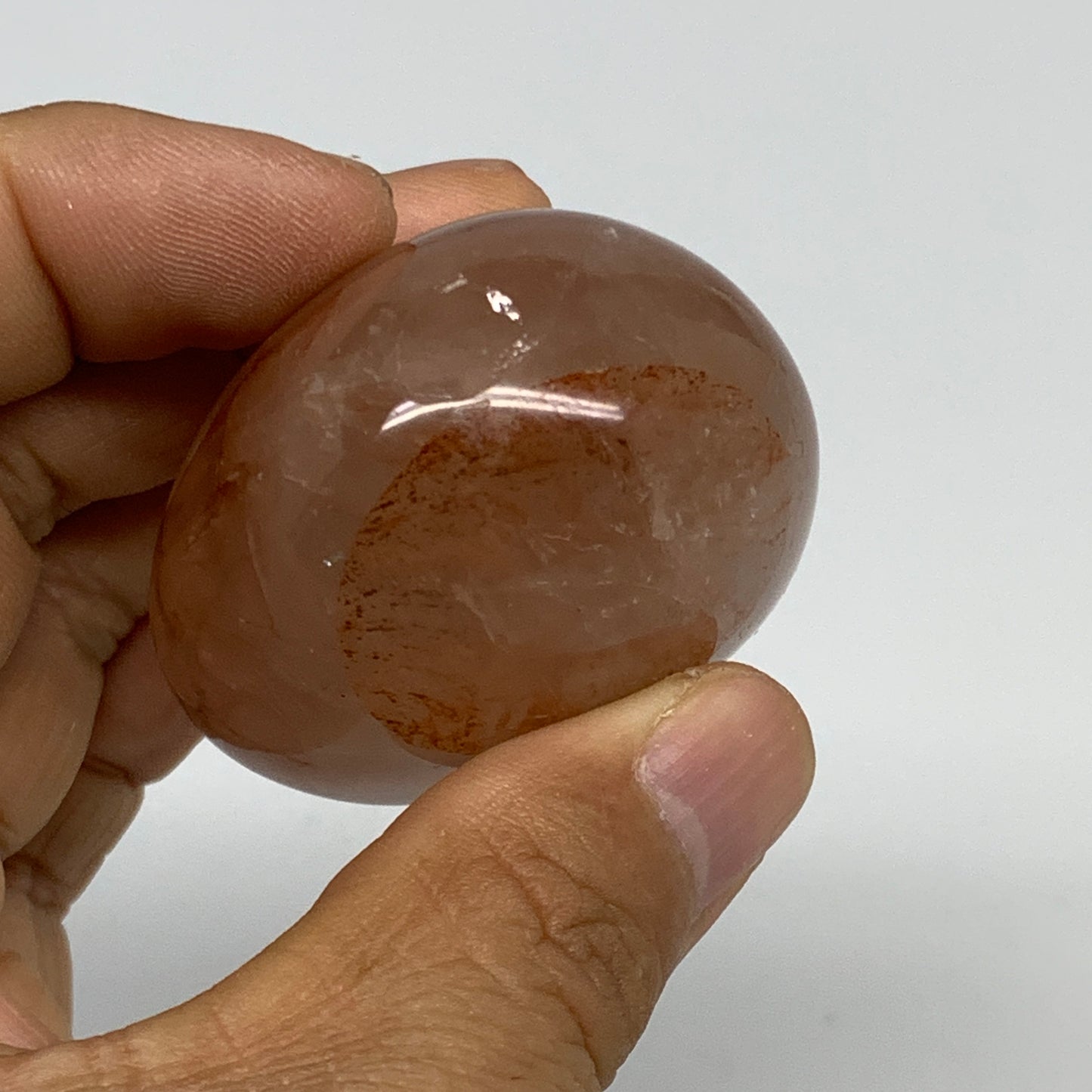 109.5g,2"x1.7"x1.3", Red Hematoid Fire Quartz Palm-Stone Crystal Polished, B3067