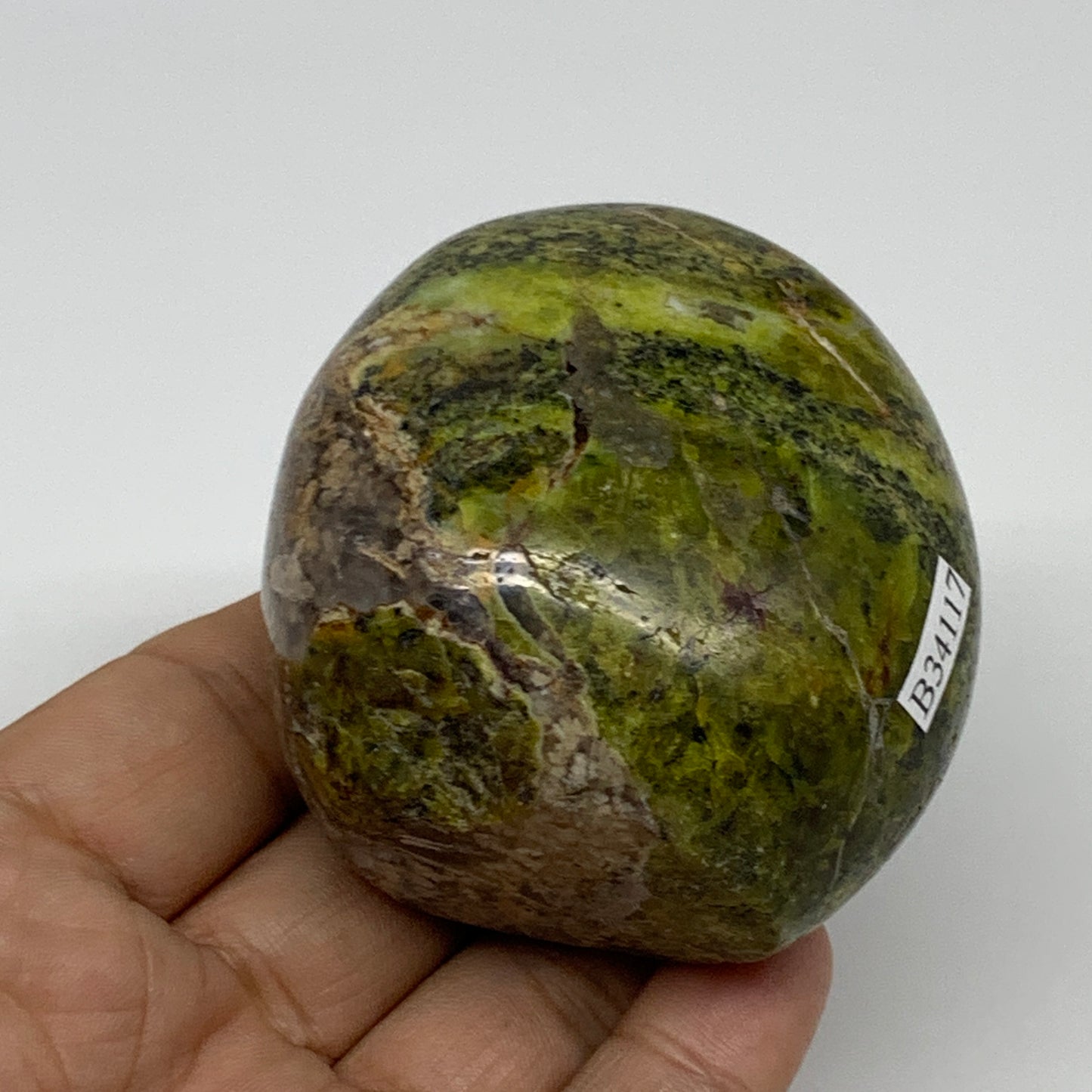 209.9g, 2.4"x2.4"x1.7", Green Opal Crystal Freeform Polished Gemstone, B34117
