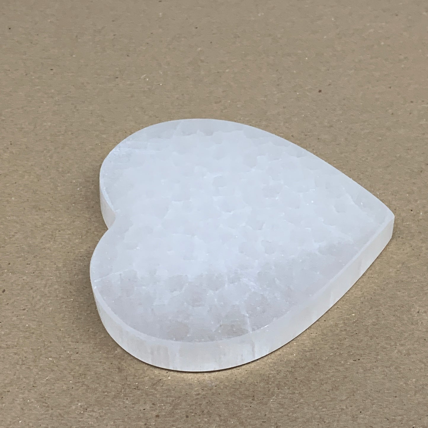 270g, 4.1"x4.1"x0.7", Selenite Heart Crystals, Satin Spar, gypsum, B36213