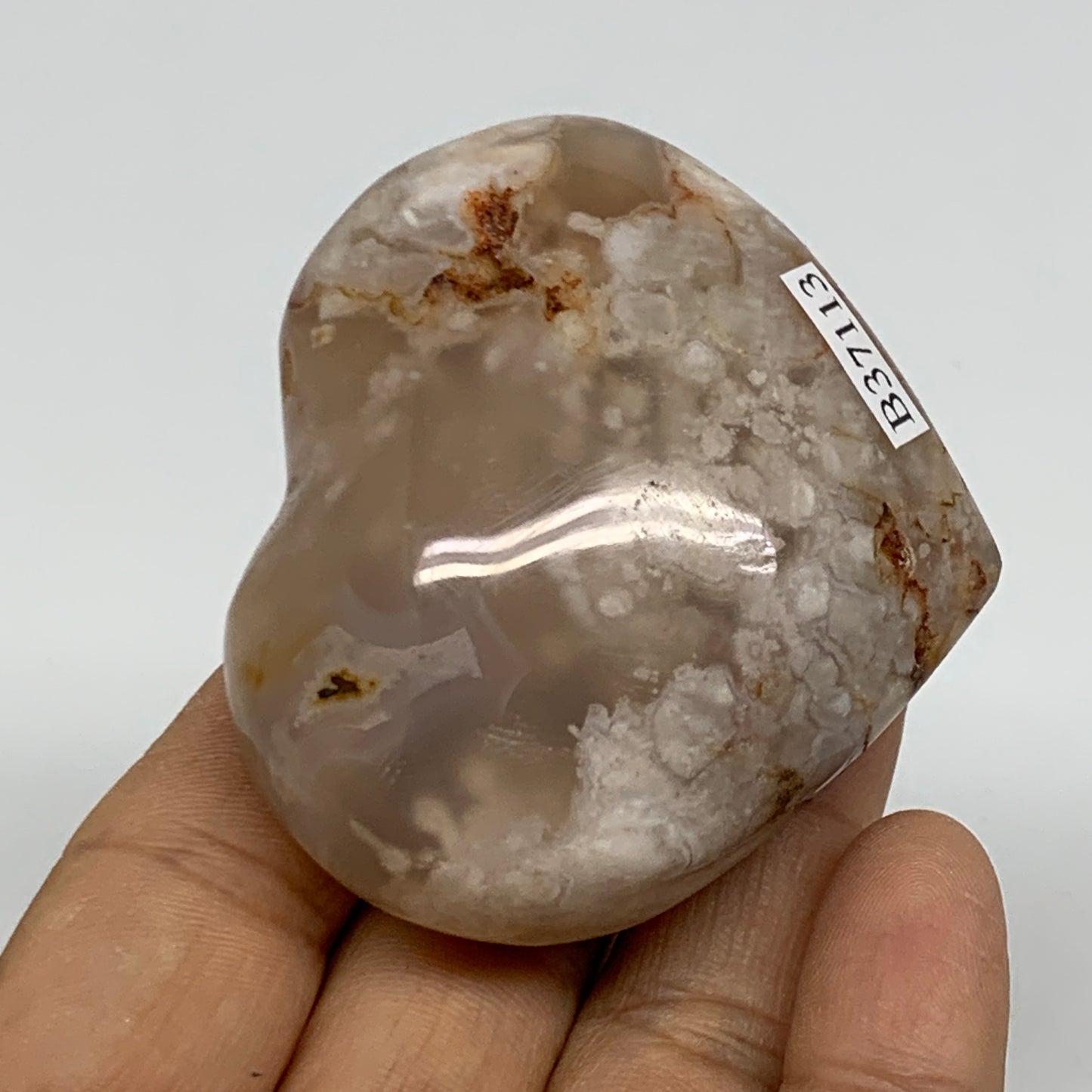 0.24 lbs, 2.1"x2.3"x1.1", Cherry Blossom Flower Agate Heart Crystal, B37113