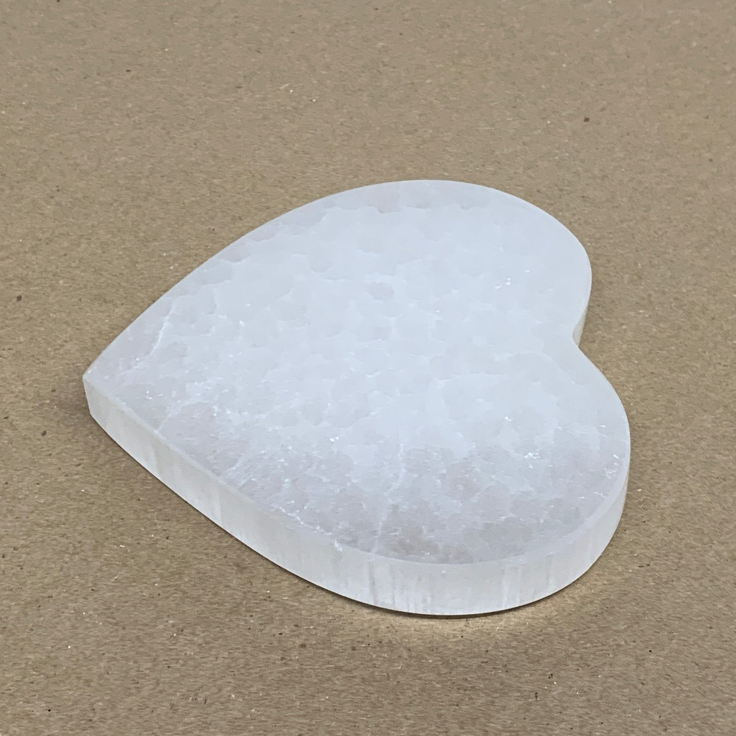 270g, 4.1"x4.1"x0.7", Selenite Heart Crystals, Satin Spar, gypsum, B36213