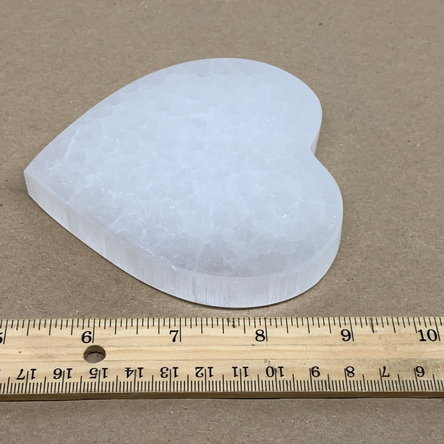 270g, 4.1"x4.1"x0.7", Selenite Heart Crystals, Satin Spar, gypsum, B36213