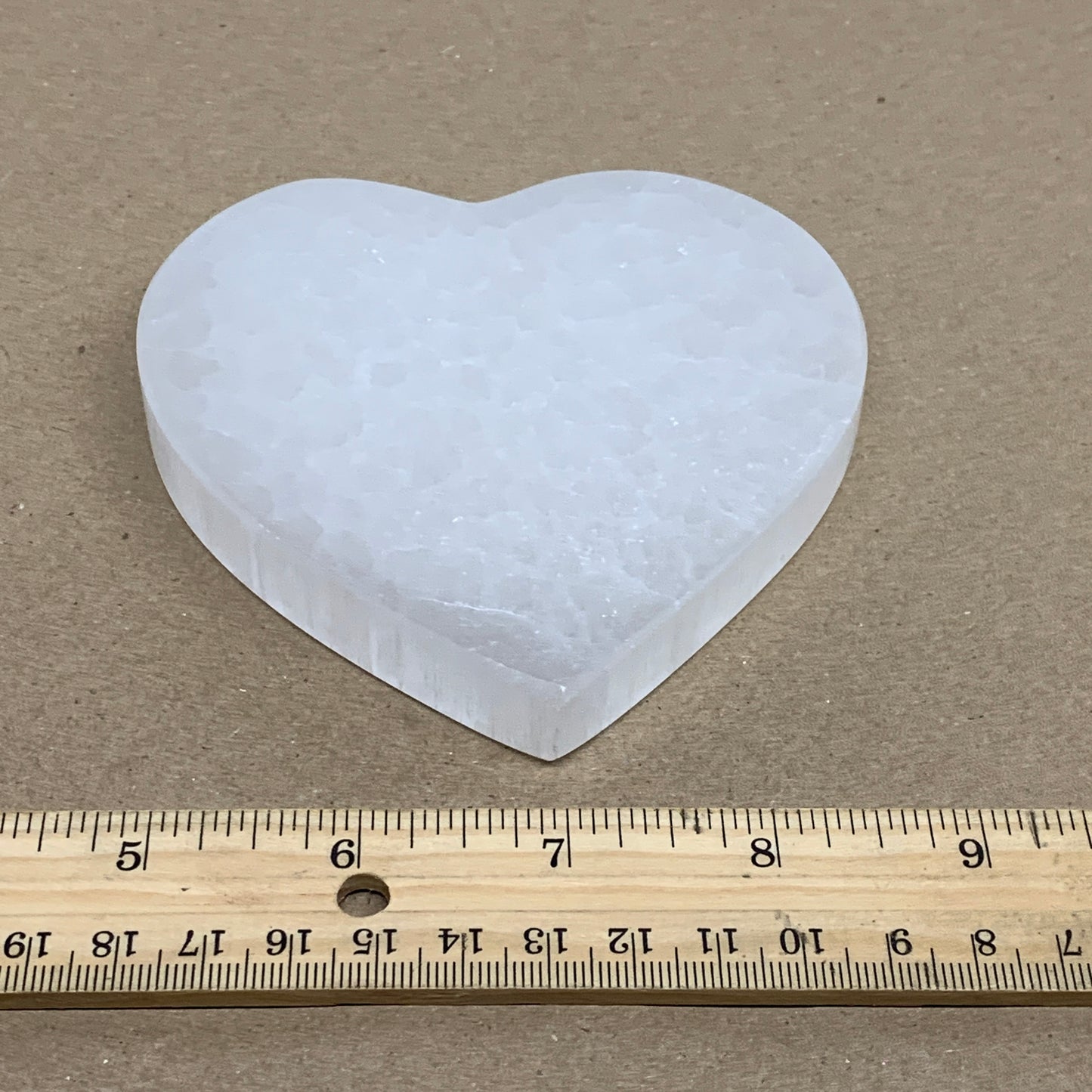 270g, 4.1"x4.1"x0.7", Selenite Heart Crystals, Satin Spar, gypsum, B36213