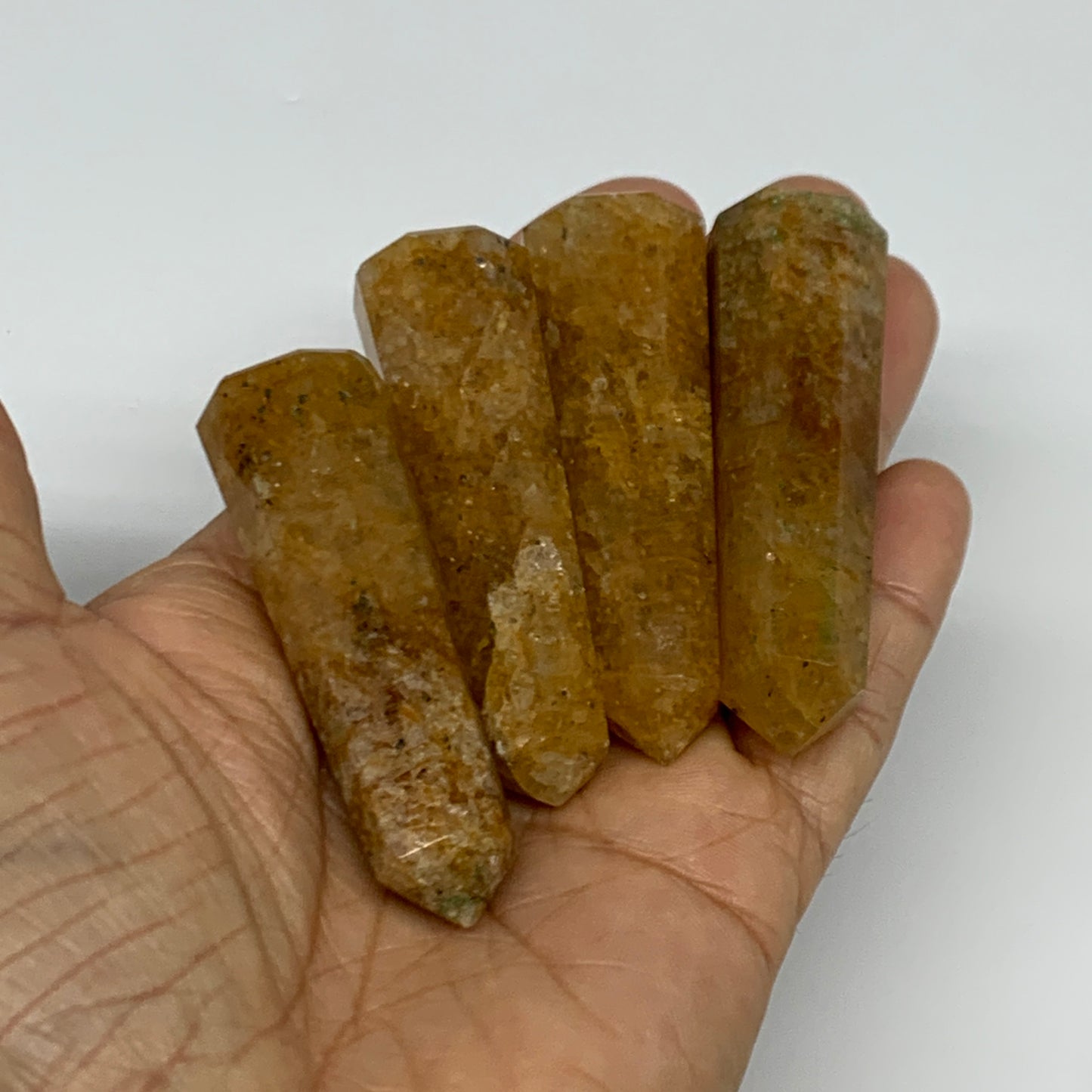 139.9g, 2.4"-2.6", 4pcs, Natural Golden Quartz Towers Small Polished Crystal, B3
