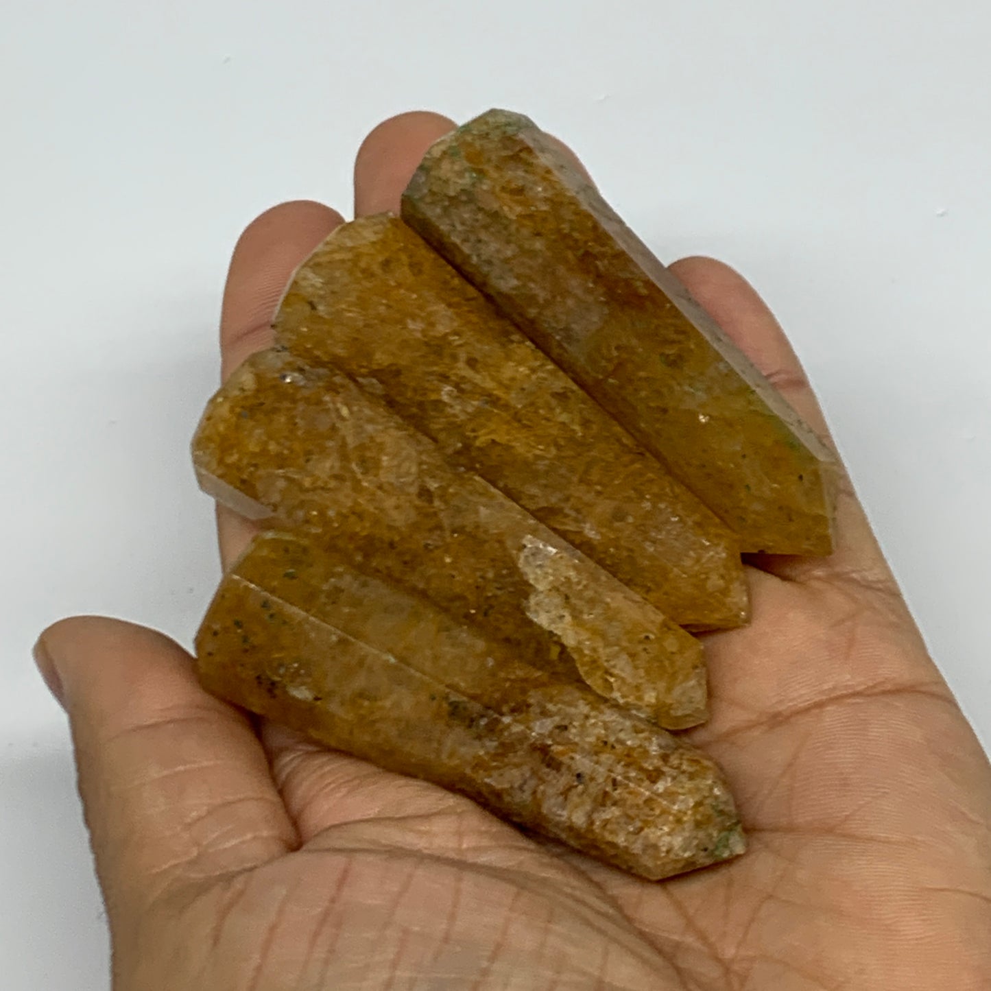 139.9g, 2.4"-2.6", 4pcs, Natural Golden Quartz Towers Small Polished Crystal, B3