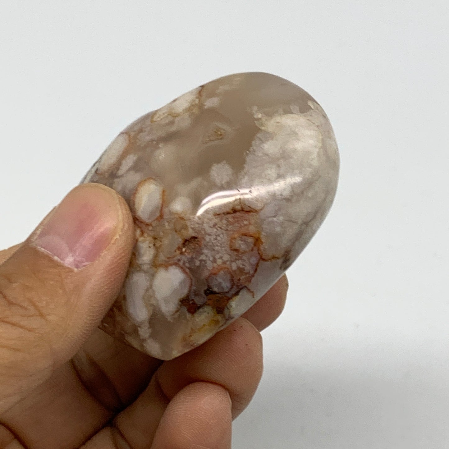 0.24 lbs, 2.1"x2.3"x1.1", Cherry Blossom Flower Agate Heart Crystal, B37113