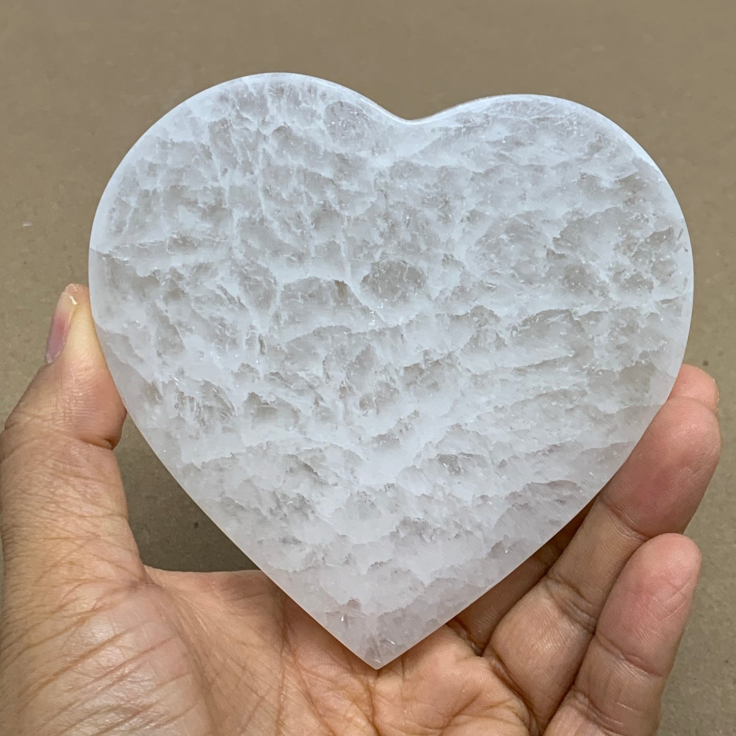 283g, 4.1"x4.1"x0.7", Selenite Heart Crystals, Satin Spar, gypsum, B36214