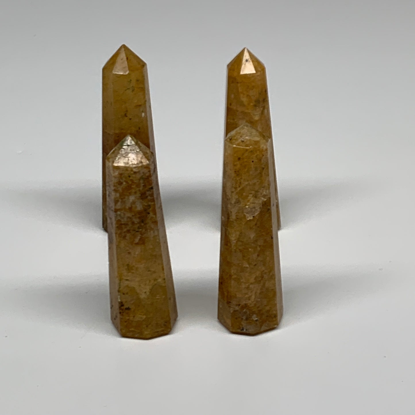 139.9g, 2.4"-2.6", 4pcs, Natural Golden Quartz Towers Small Polished Crystal, B3