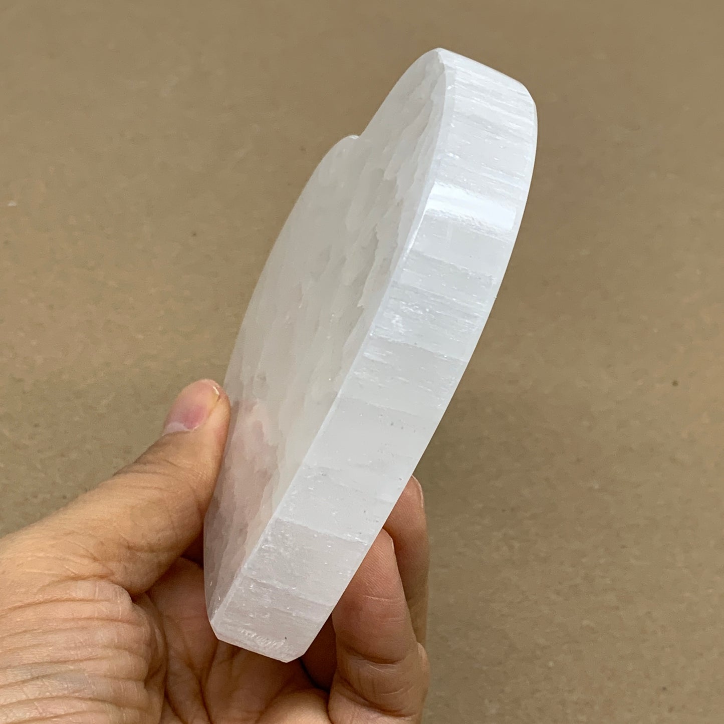 283g, 4.1"x4.1"x0.7", Selenite Heart Crystals, Satin Spar, gypsum, B36214