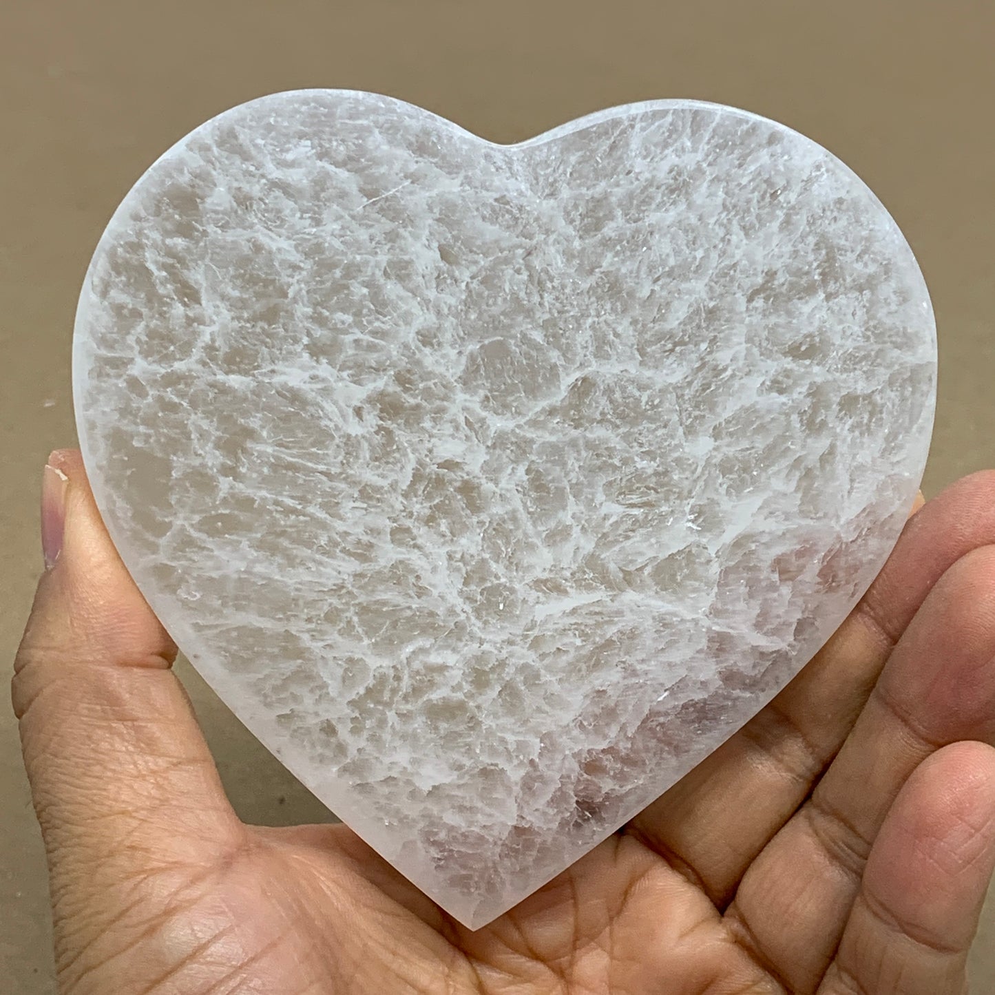 283g, 4.1"x4.1"x0.7", Selenite Heart Crystals, Satin Spar, gypsum, B36214