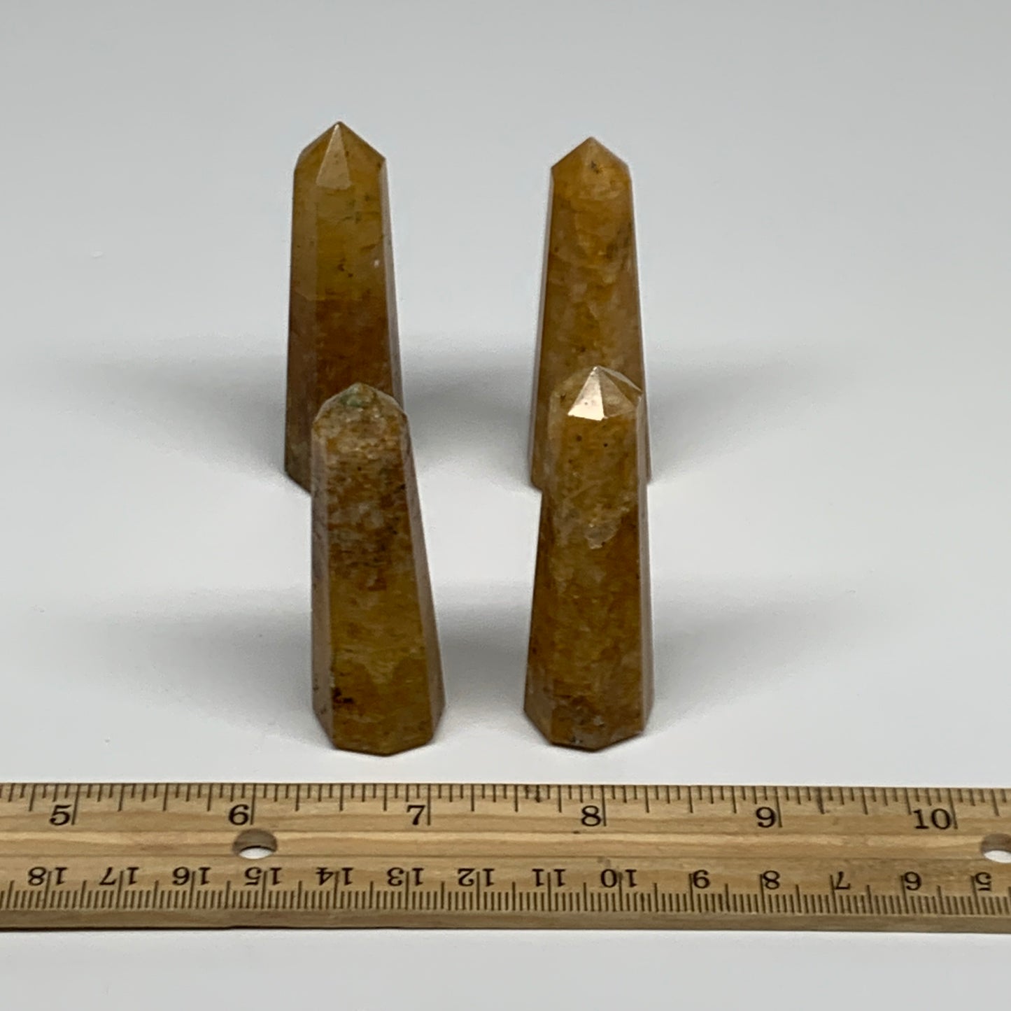 139.9g, 2.4"-2.6", 4pcs, Natural Golden Quartz Towers Small Polished Crystal, B3