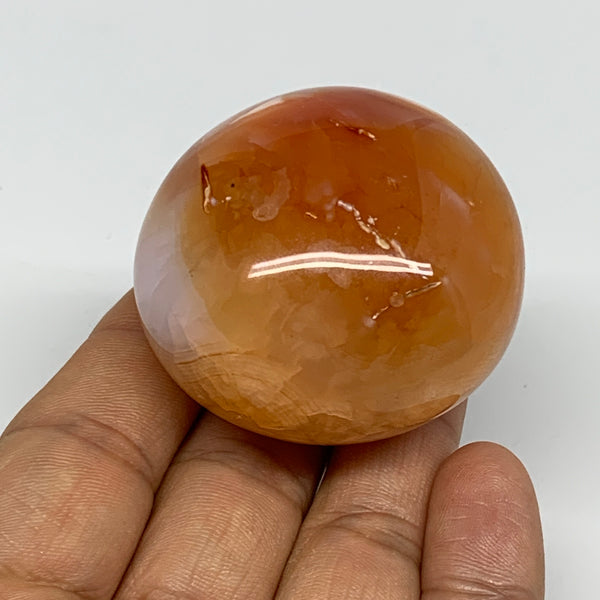 99.4g, 1.9"x1.8"x1.3", Red Carnelian Palm-Stone Gem Crystal Polished, B28435