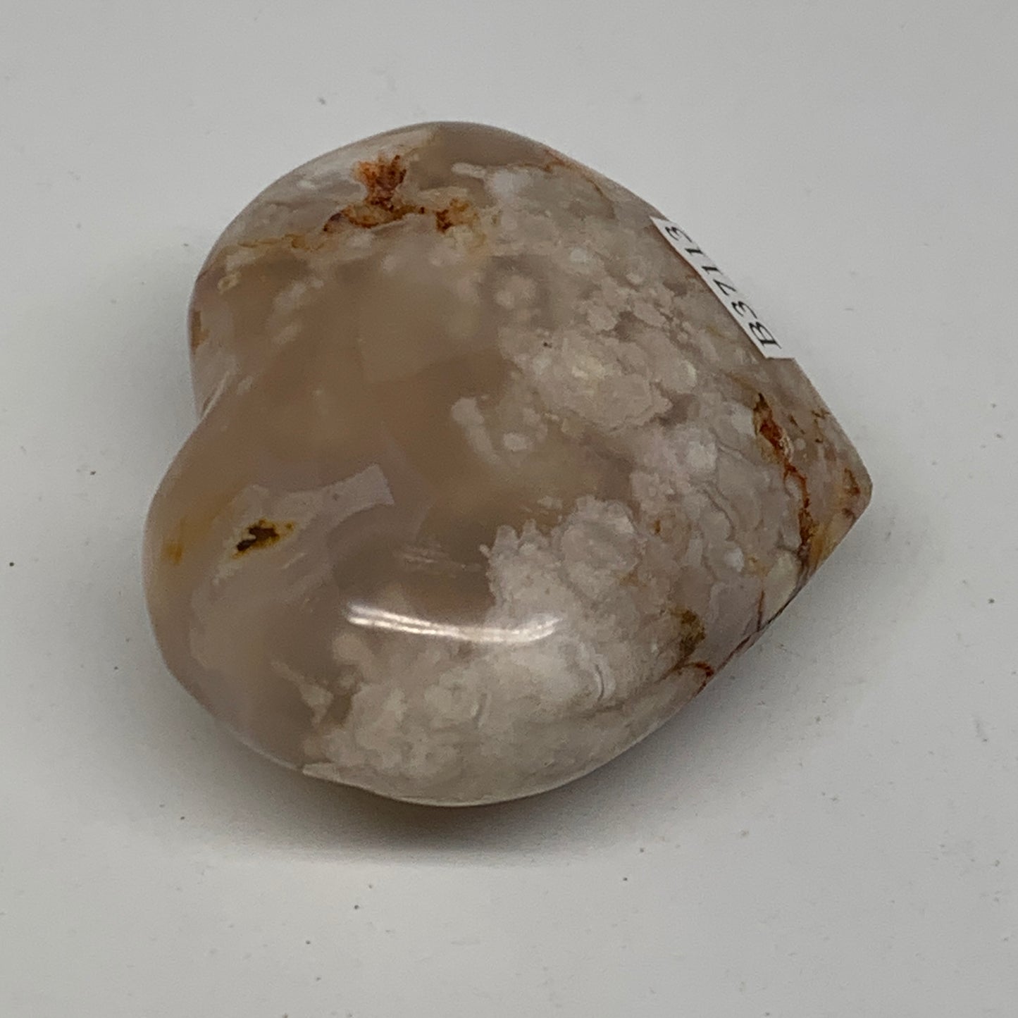 0.24 lbs, 2.1"x2.3"x1.1", Cherry Blossom Flower Agate Heart Crystal, B37113