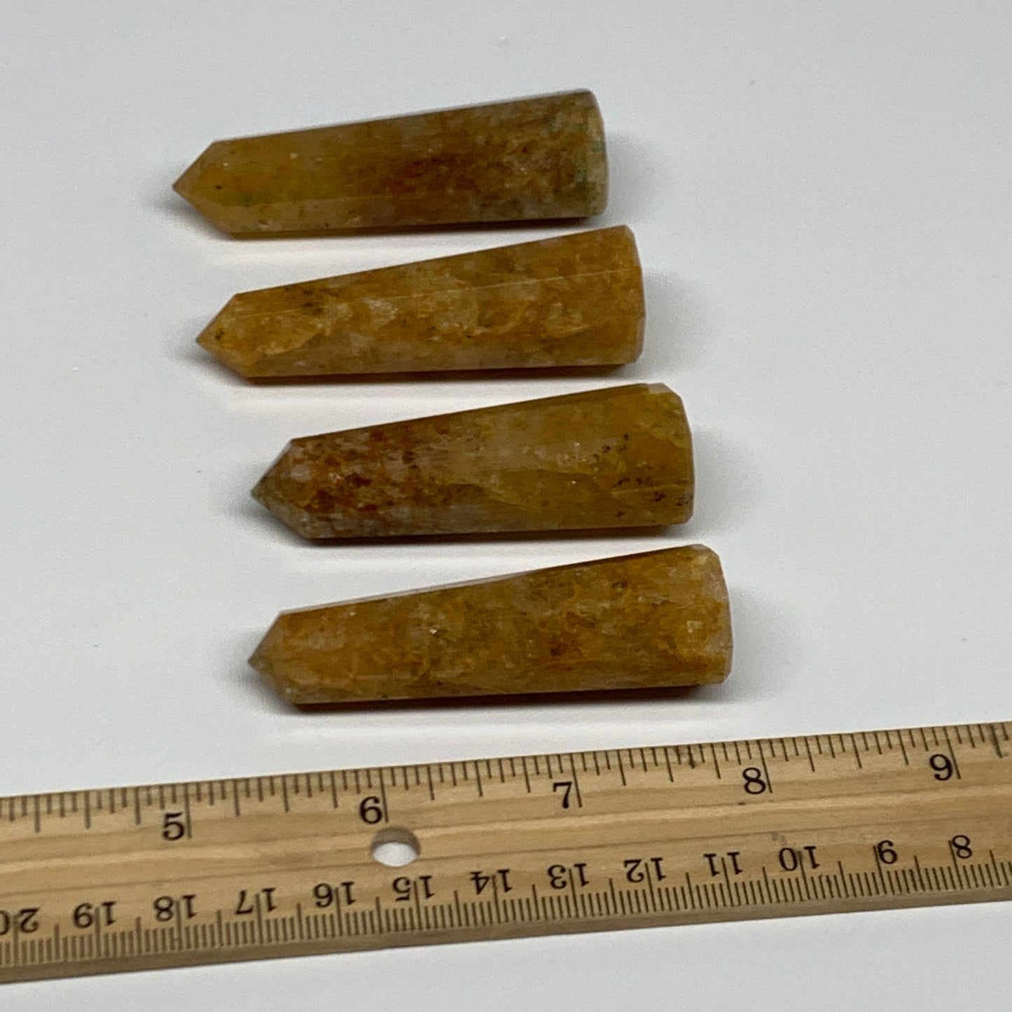 139.9g, 2.4"-2.6", 4pcs, Natural Golden Quartz Towers Small Polished Crystal, B3