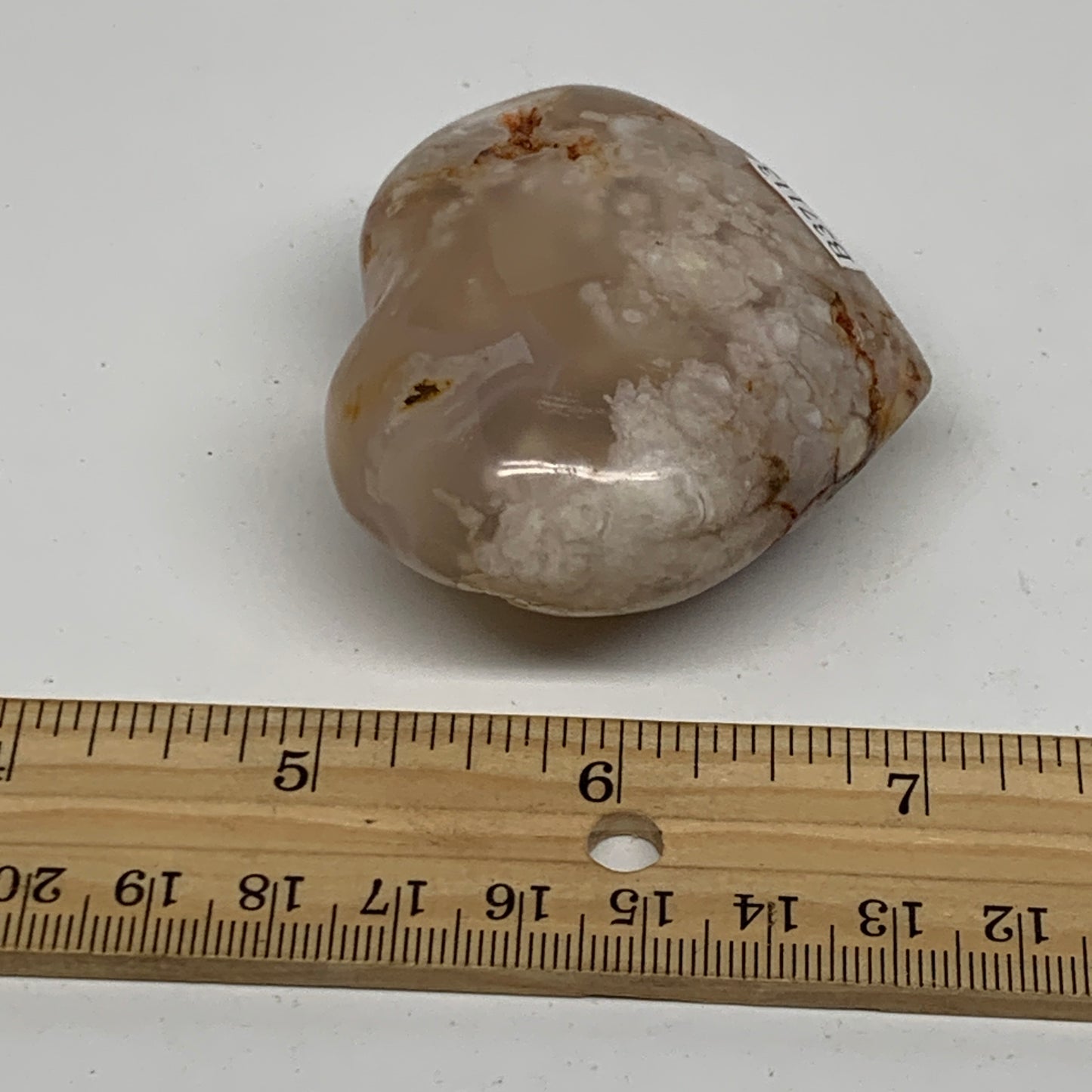 0.24 lbs, 2.1"x2.3"x1.1", Cherry Blossom Flower Agate Heart Crystal, B37113