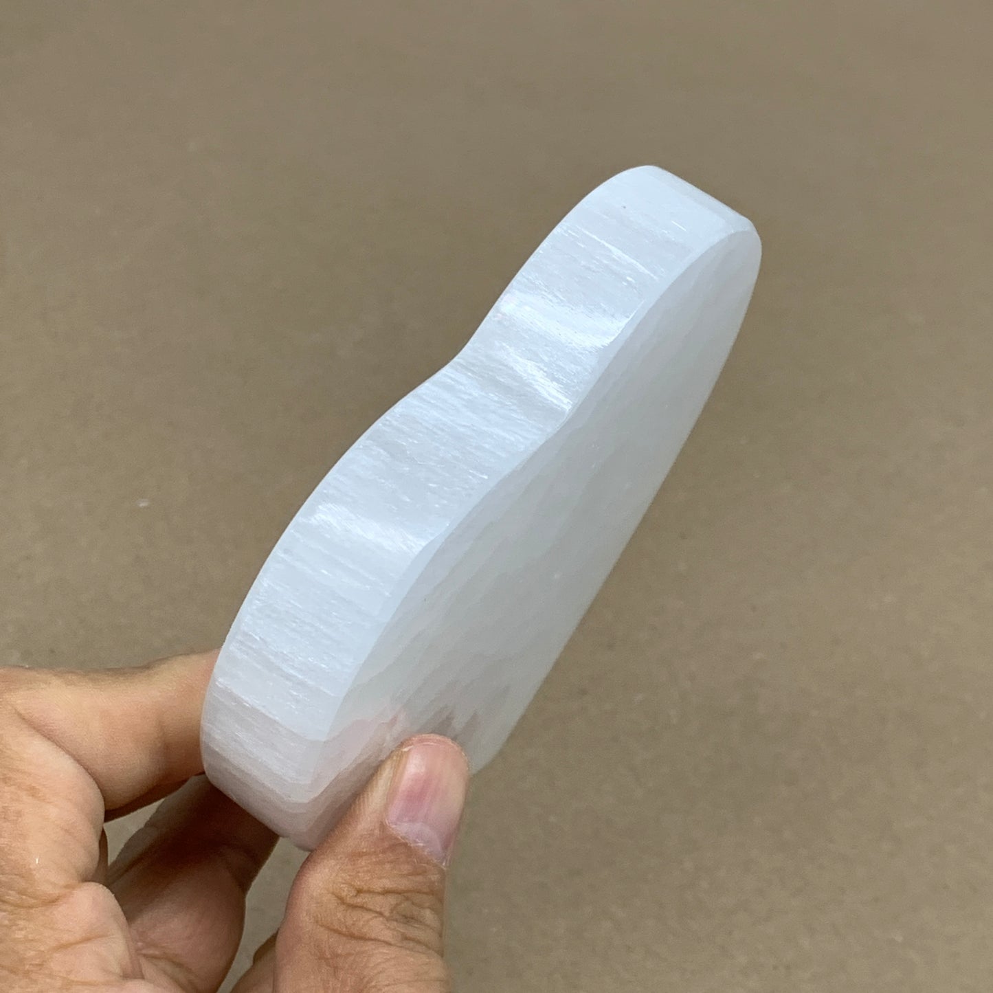 283g, 4.1"x4.1"x0.7", Selenite Heart Crystals, Satin Spar, gypsum, B36214