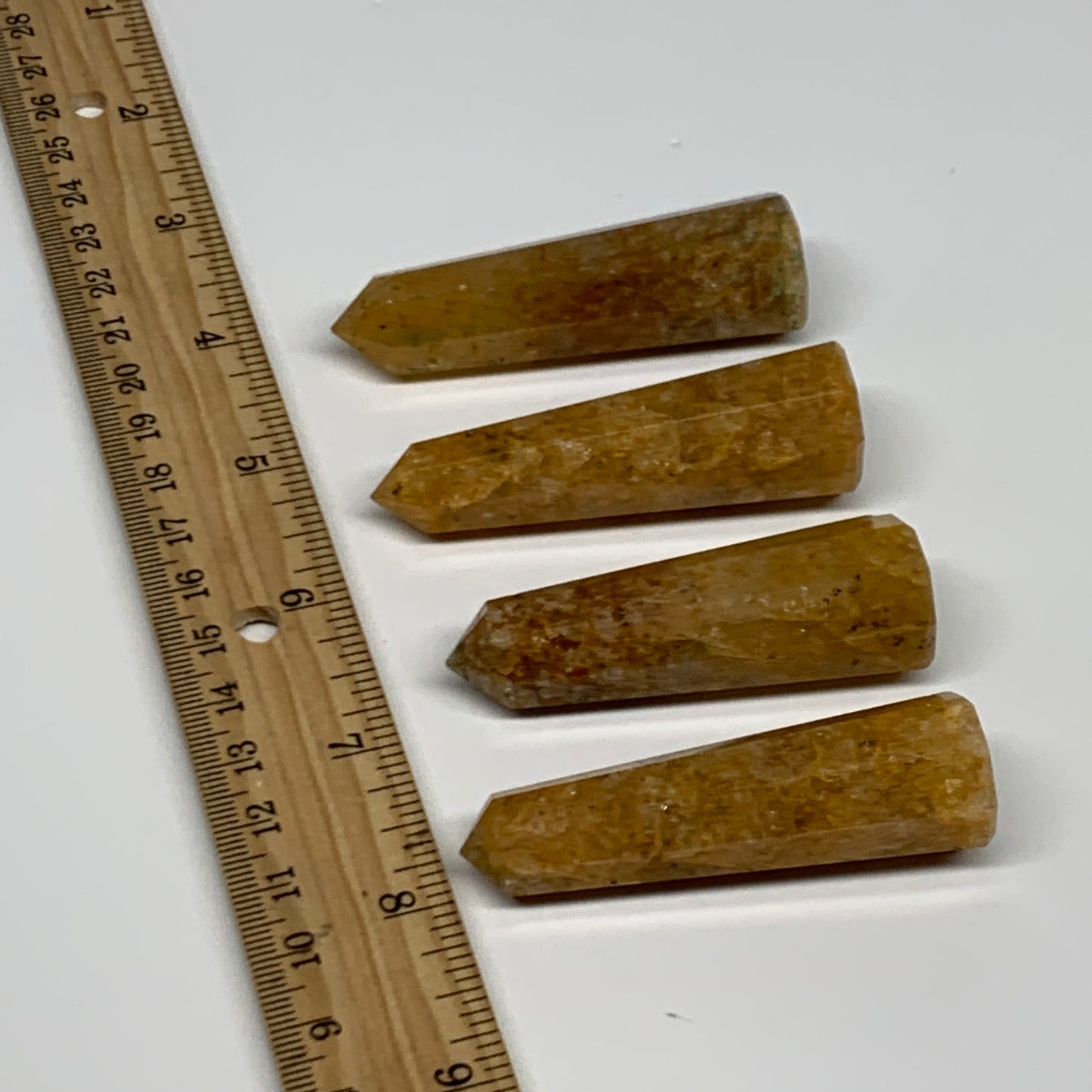 139.9g, 2.4"-2.6", 4pcs, Natural Golden Quartz Towers Small Polished Crystal, B3