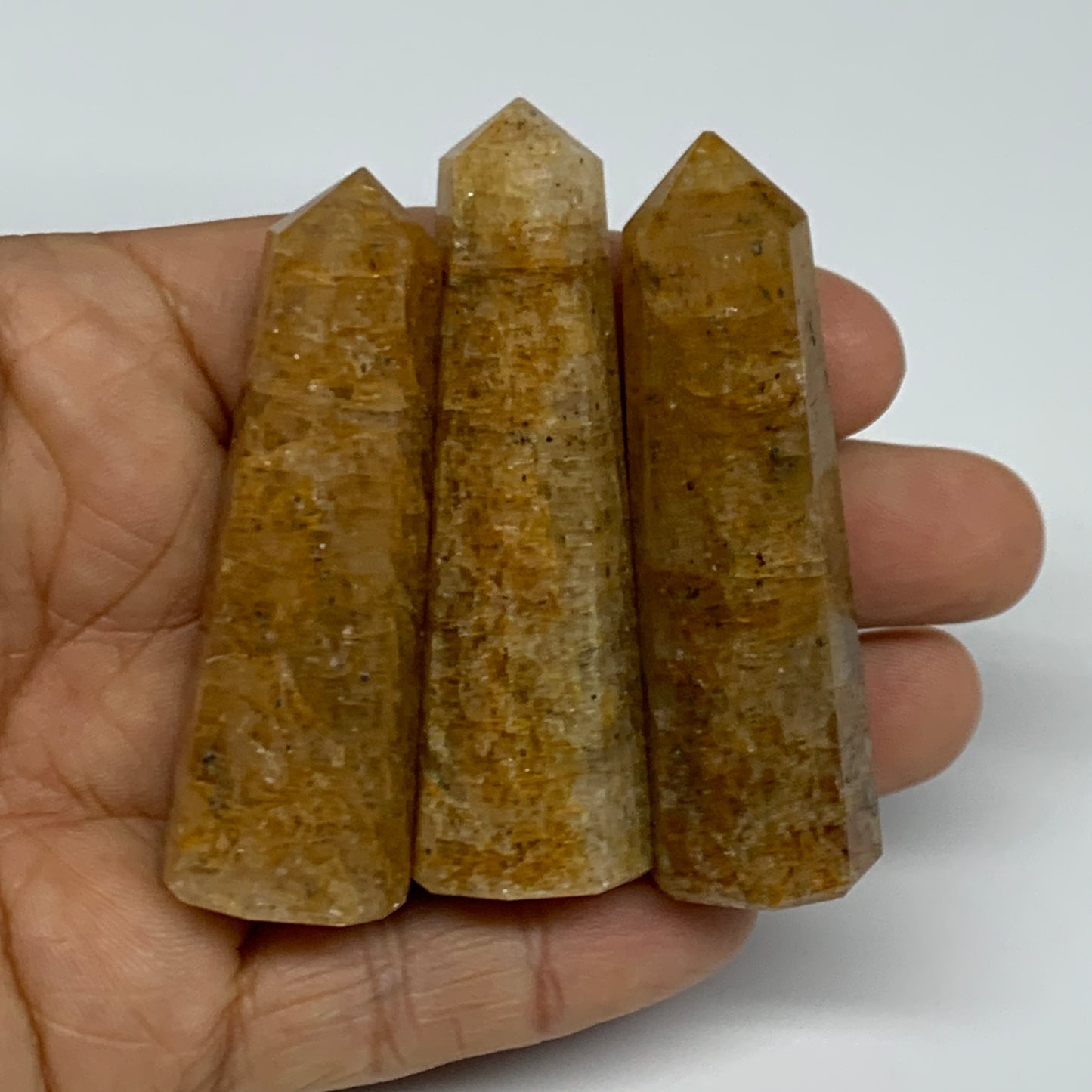 105.2g, 2.3"-2.5", 3pcs, Natural Golden Quartz Towers Small Polished Crystal, B3