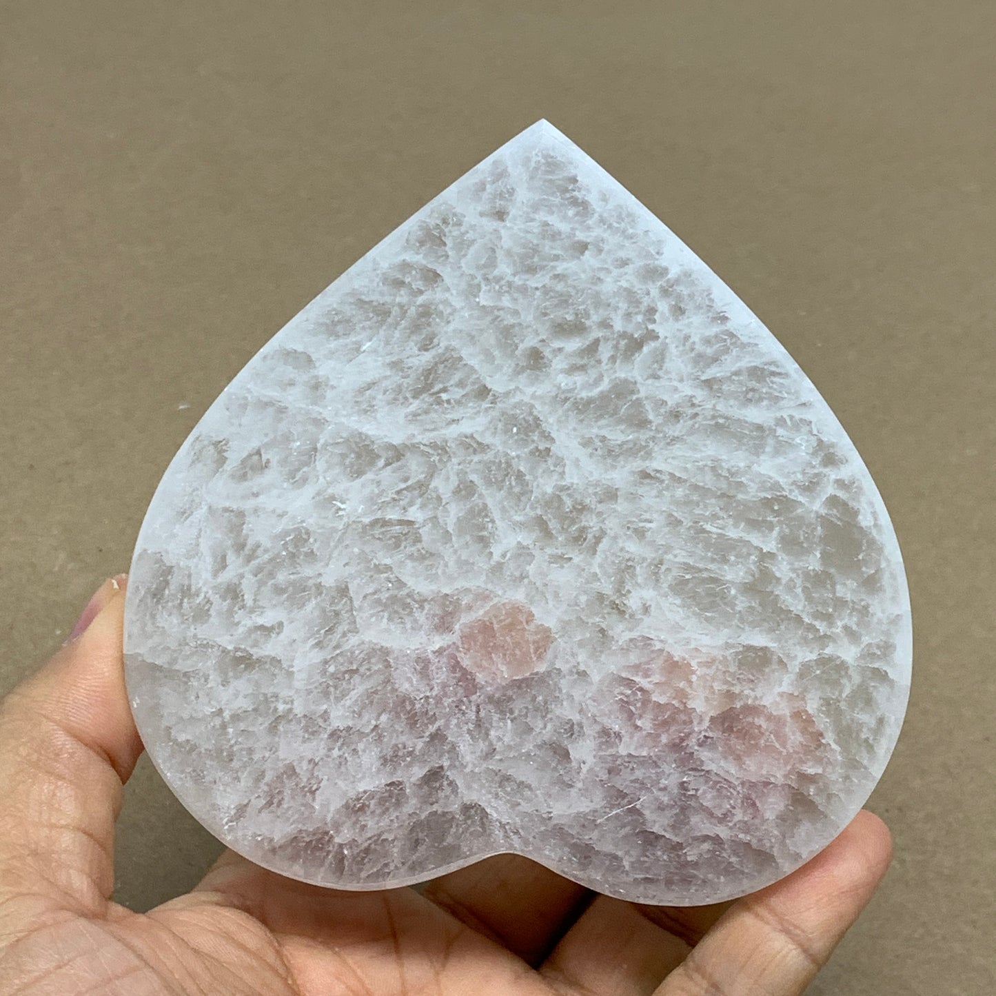 283g, 4.1"x4.1"x0.7", Selenite Heart Crystals, Satin Spar, gypsum, B36214