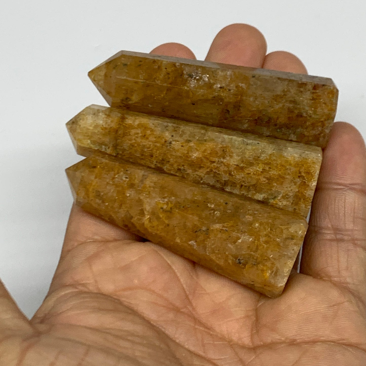 105.2g, 2.3"-2.5", 3pcs, Natural Golden Quartz Towers Small Polished Crystal, B3