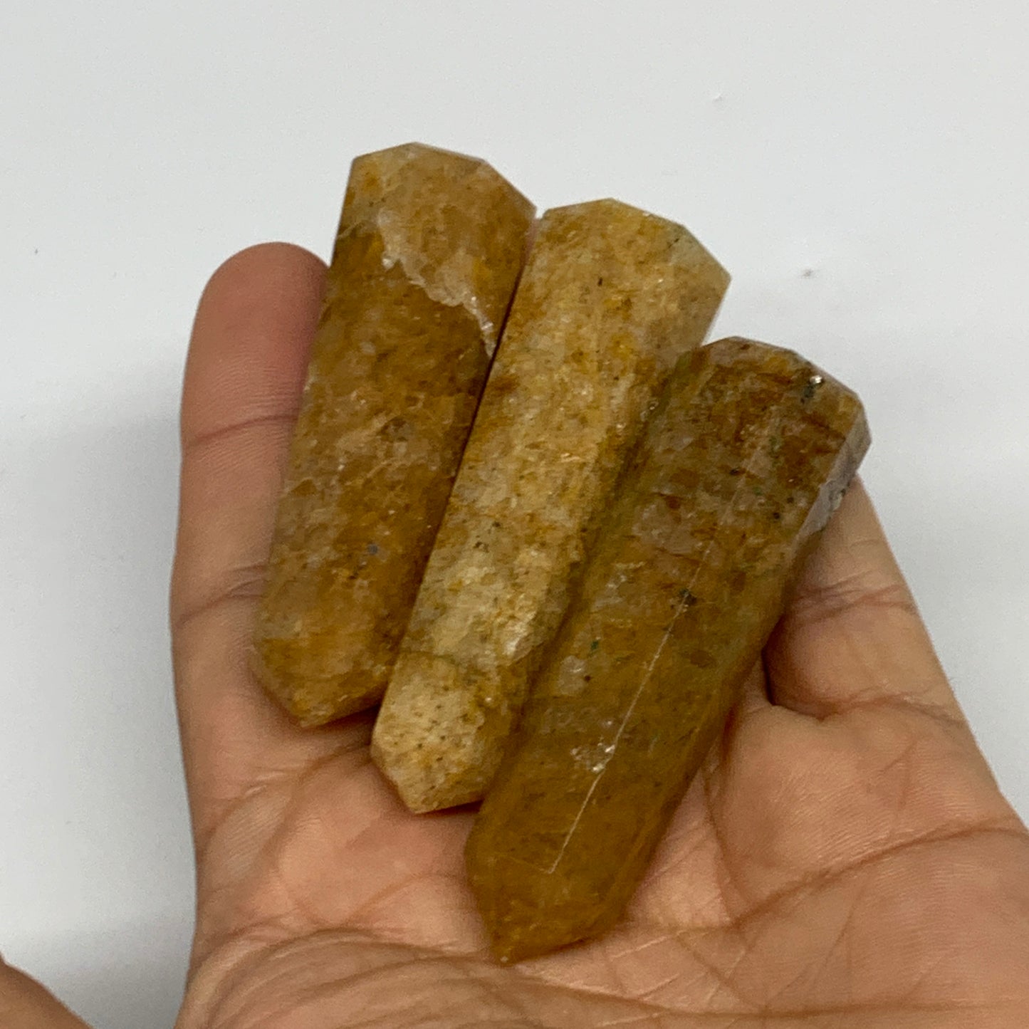 105.2g, 2.3"-2.5", 3pcs, Natural Golden Quartz Towers Small Polished Crystal, B3