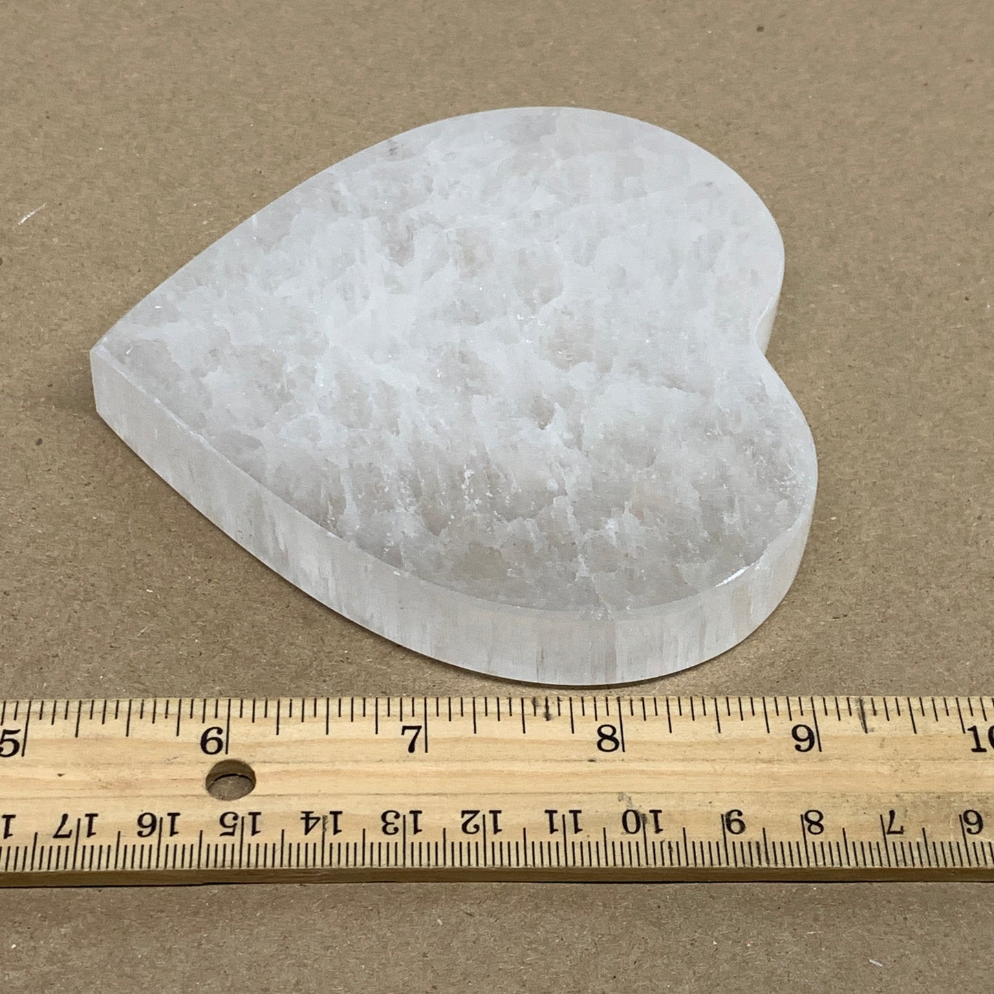 283g, 4.1"x4.1"x0.7", Selenite Heart Crystals, Satin Spar, gypsum, B36214