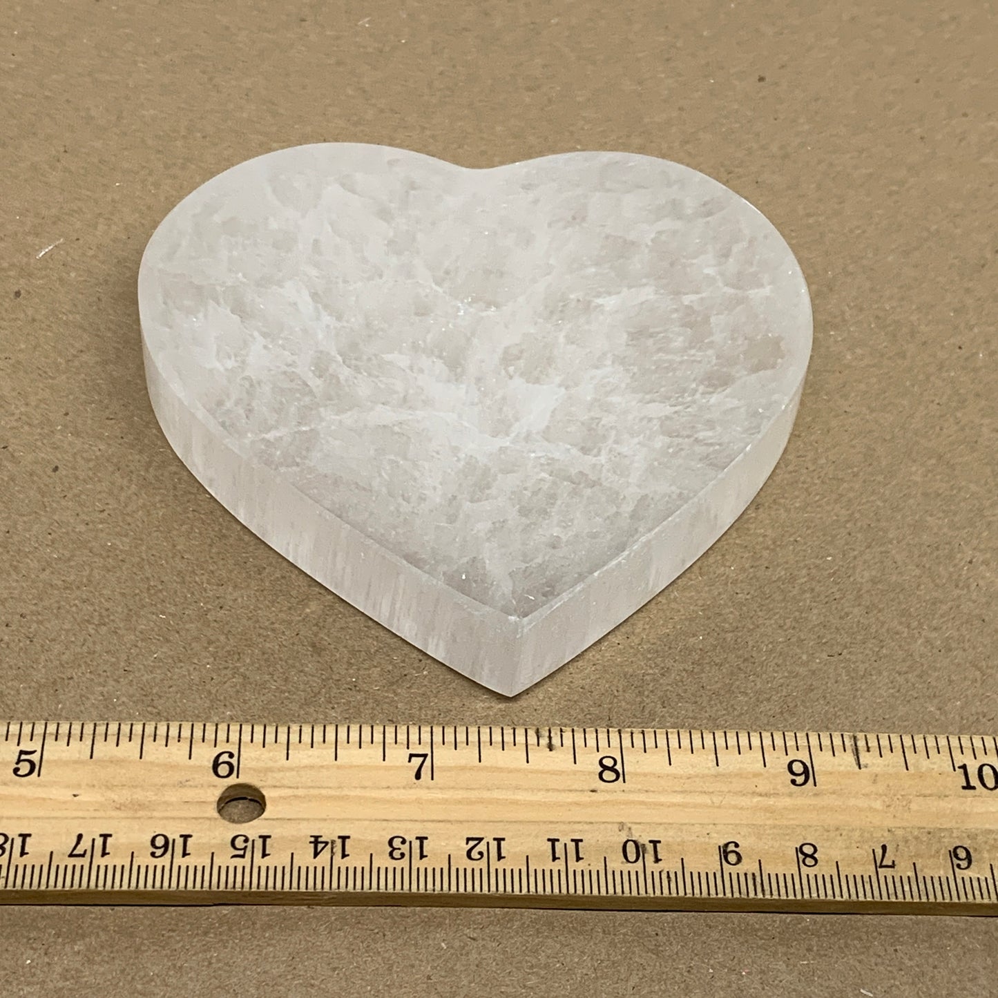 283g, 4.1"x4.1"x0.7", Selenite Heart Crystals, Satin Spar, gypsum, B36214
