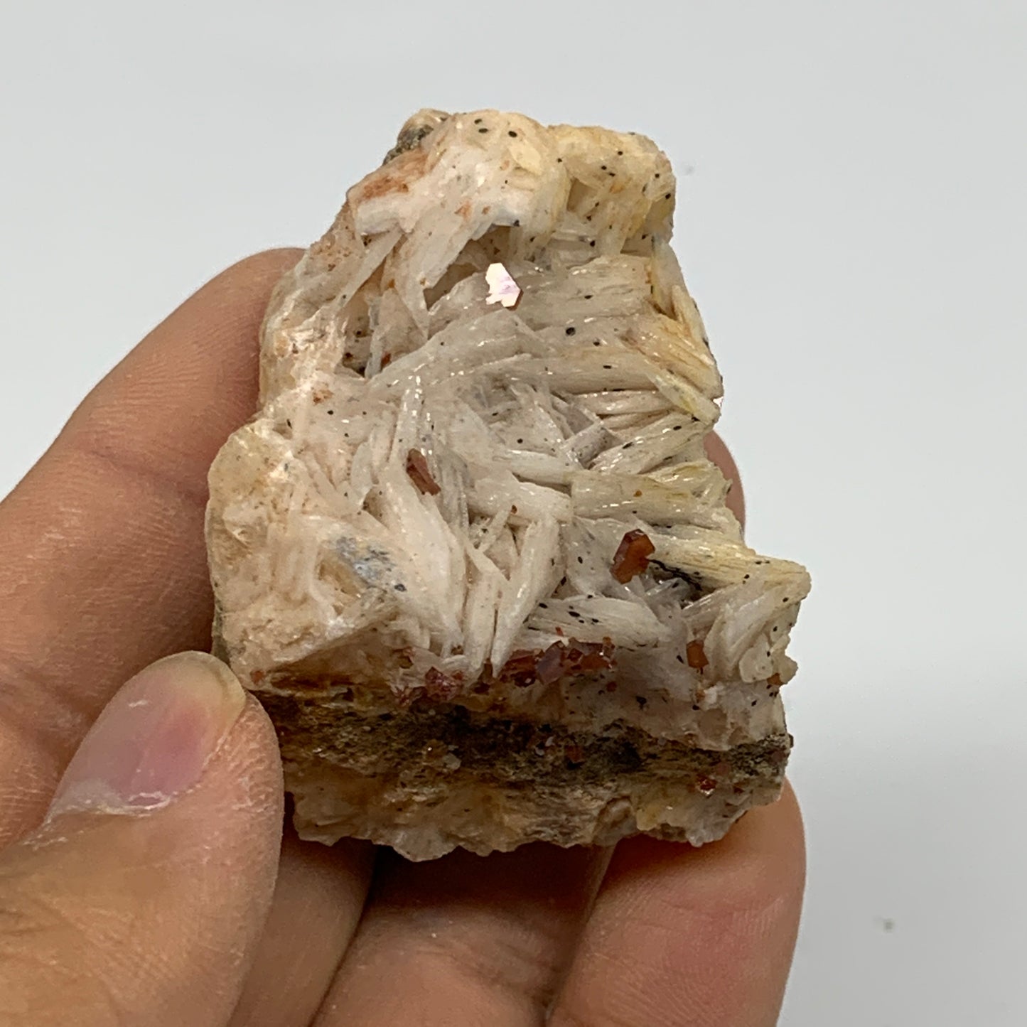 123.3g, 2"x1.5"x1.4", Golden Barite Tiny Vanadinite Mineral Specimen, B33484