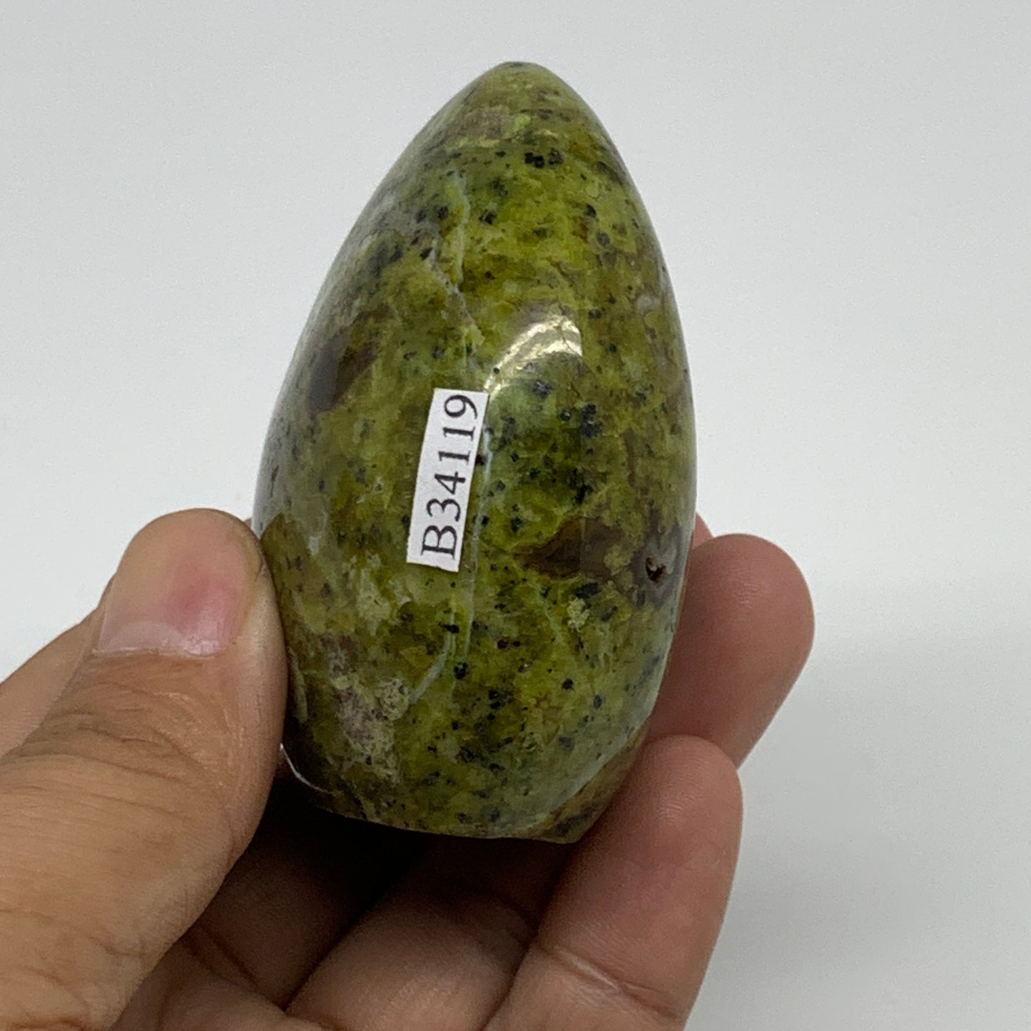 137.1g, 2.5"x2"x1.3", Green Opal Crystal Freeform Polished Gemstone, B34119