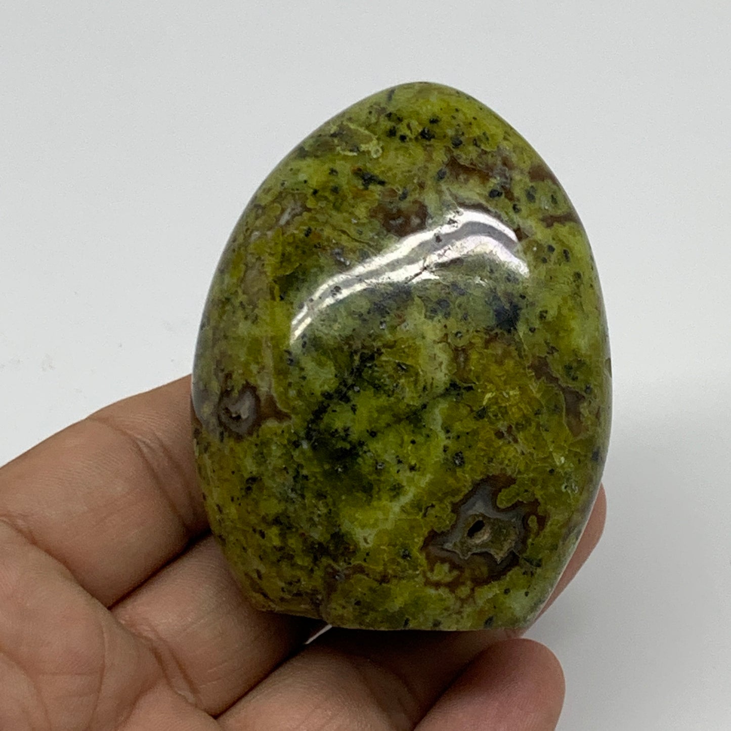 137.1g, 2.5"x2"x1.3", Green Opal Crystal Freeform Polished Gemstone, B34119