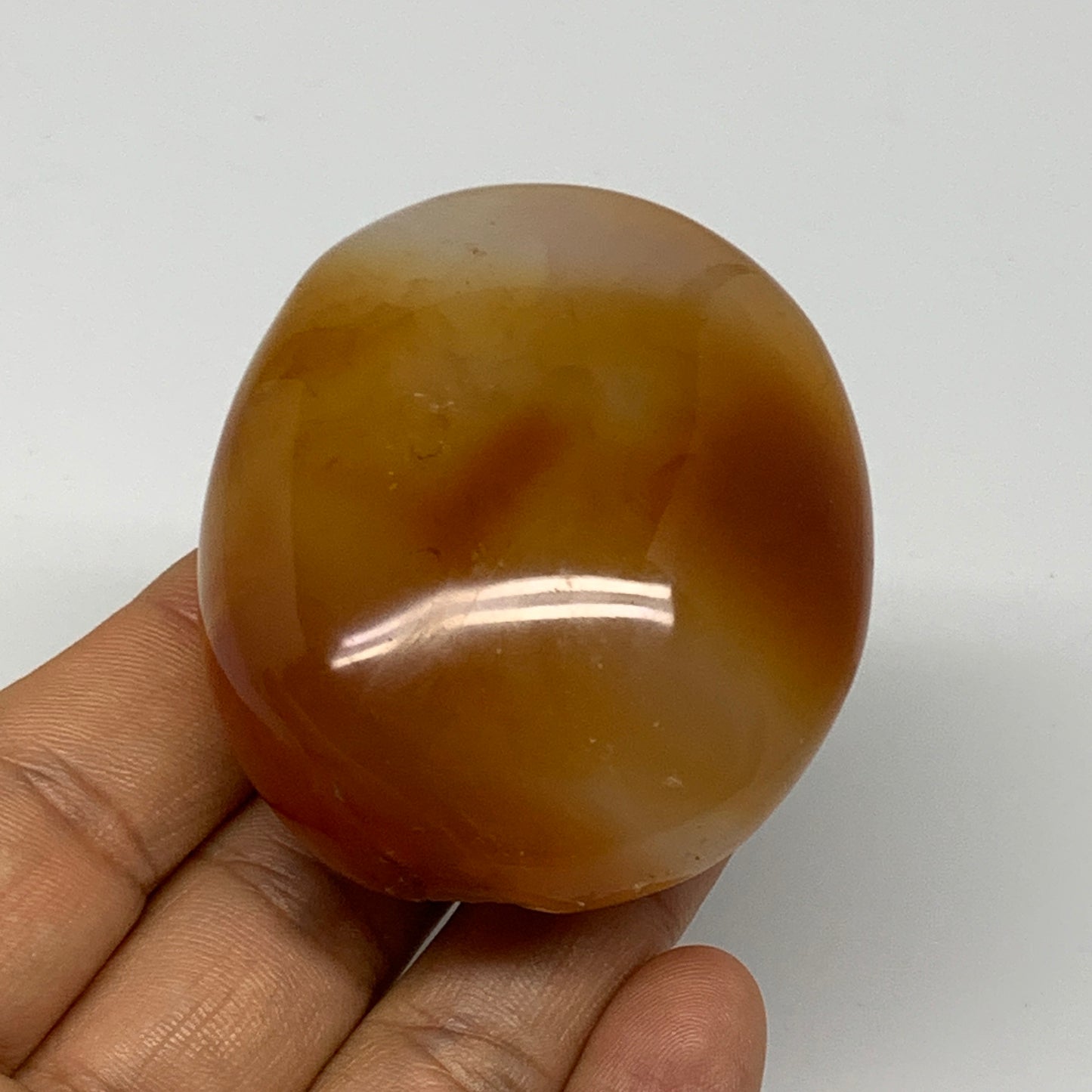 106.4g, 2.4"x2"x1.1", Red Carnelian Palm-Stone Gem Crystal Polished, B28436