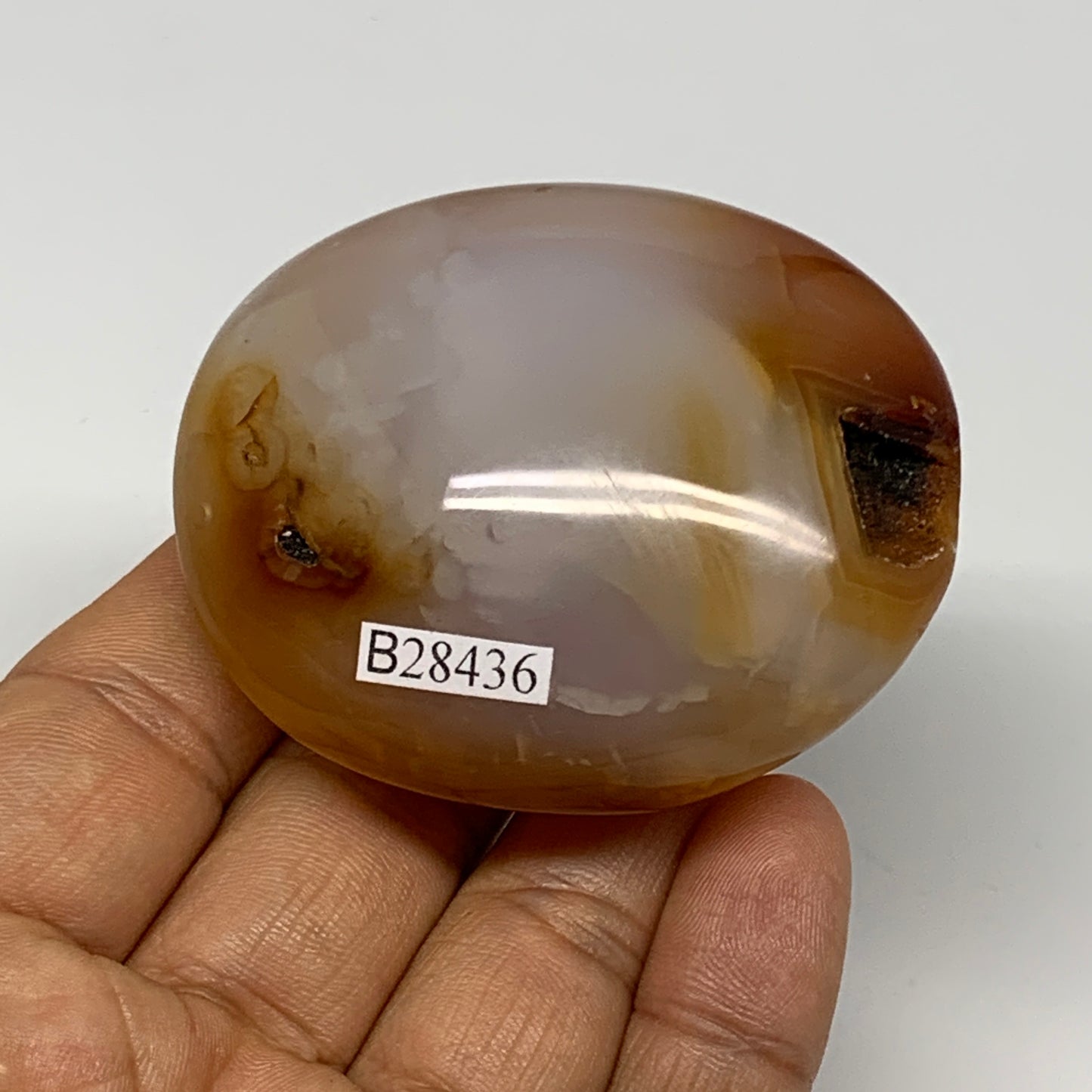 106.4g, 2.4"x2"x1.1", Red Carnelian Palm-Stone Gem Crystal Polished, B28436