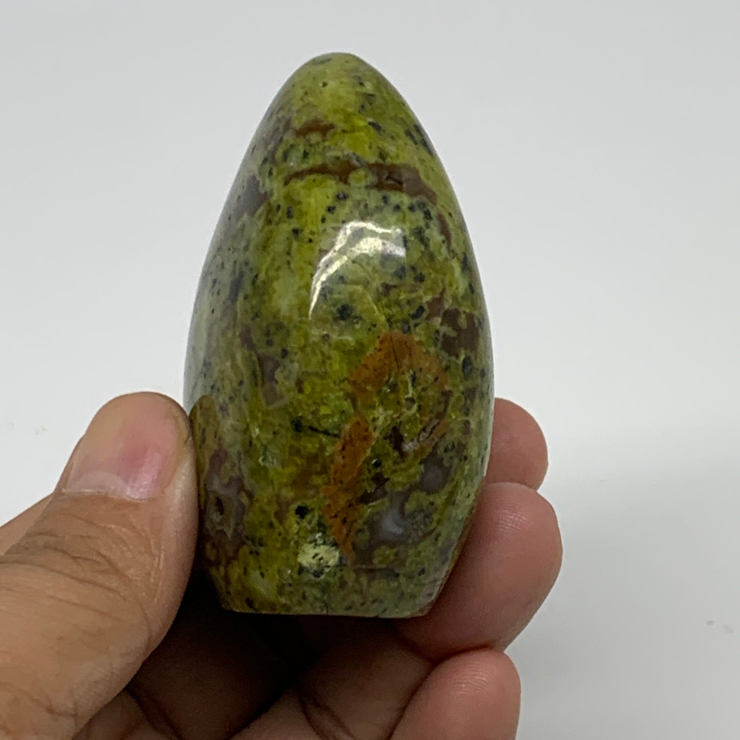 137.1g, 2.5"x2"x1.3", Green Opal Crystal Freeform Polished Gemstone, B34119
