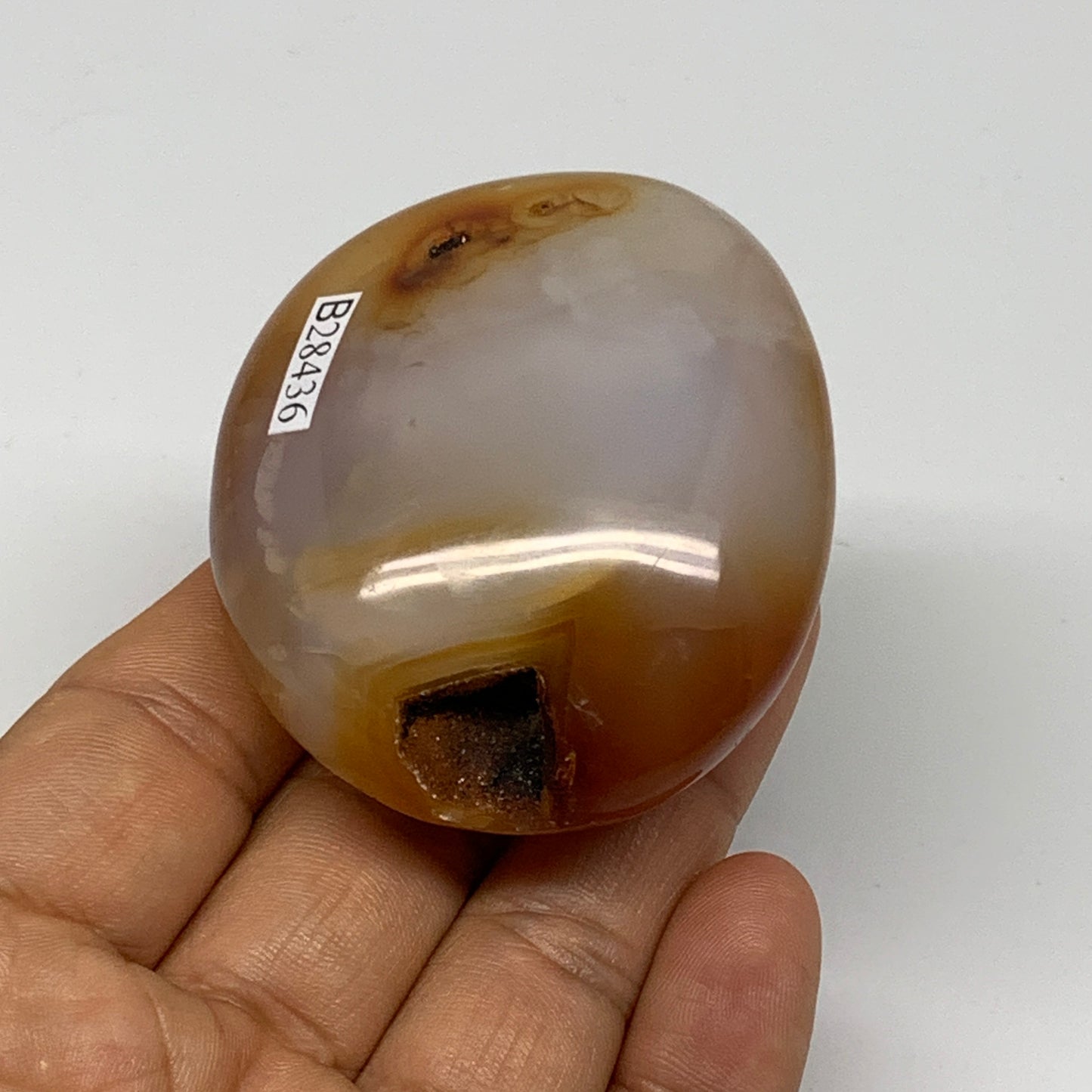 106.4g, 2.4"x2"x1.1", Red Carnelian Palm-Stone Gem Crystal Polished, B28436