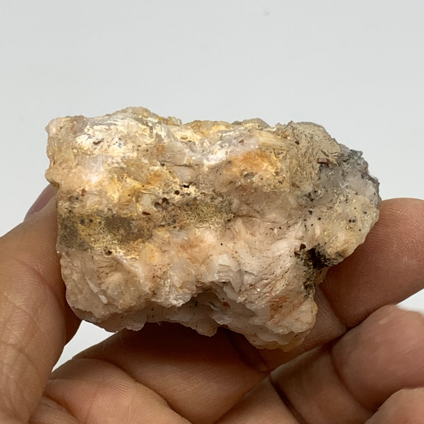123.3g, 2"x1.5"x1.4", Golden Barite Tiny Vanadinite Mineral Specimen, B33484