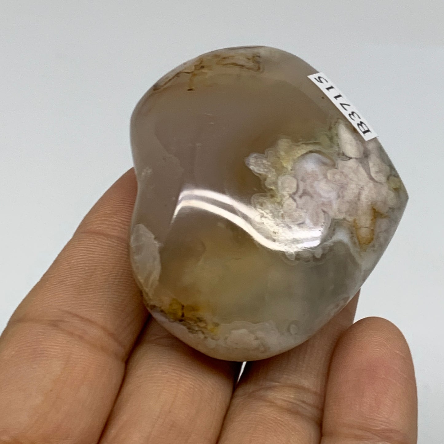 0.17 lbs, 1.8x2.1"x1", Cherry Blossom Flower Agate Heart Crystal, B37115