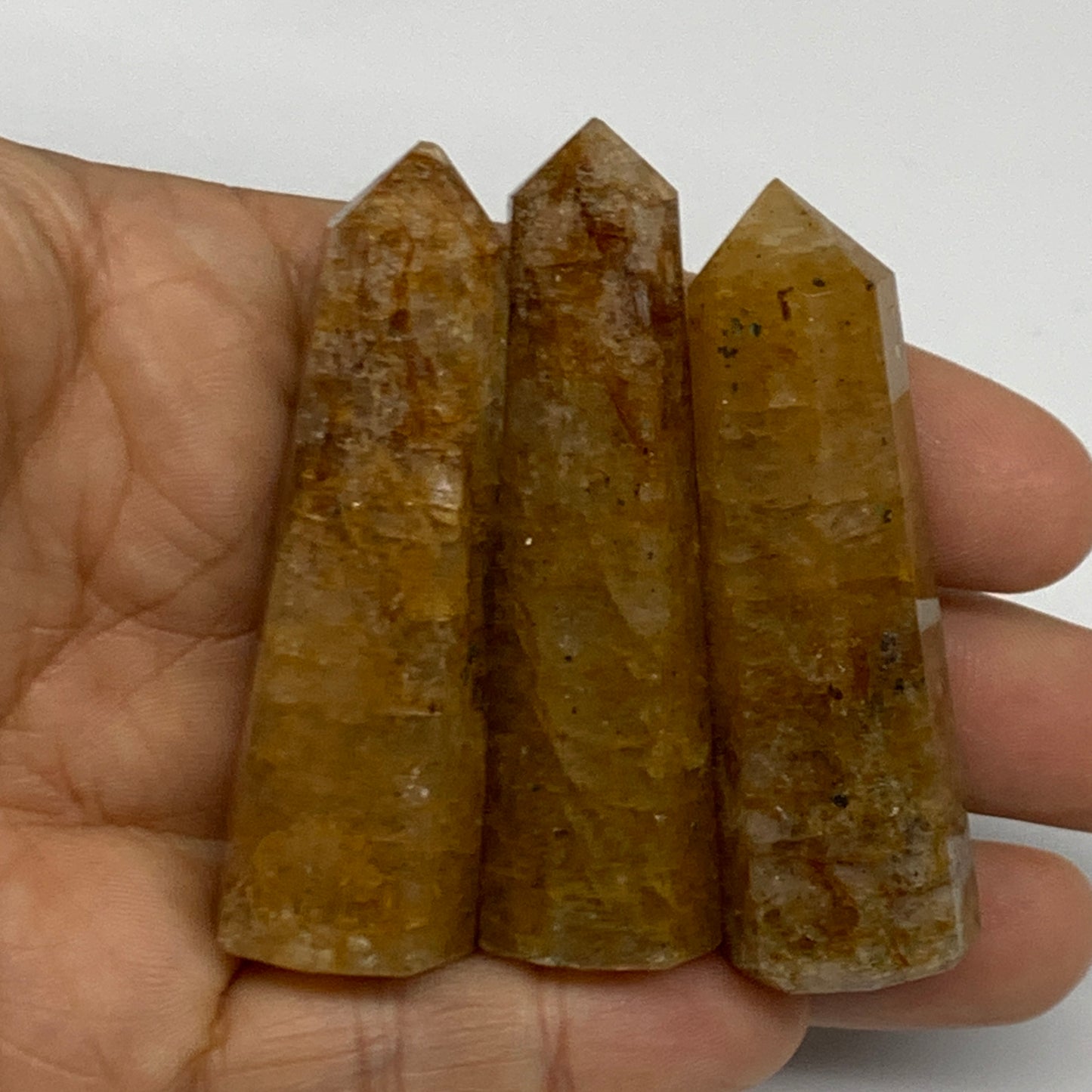 94.1g, 2.3"-2.4", 3pcs, Natural Golden Quartz Towers Small Polished Crystal, B31