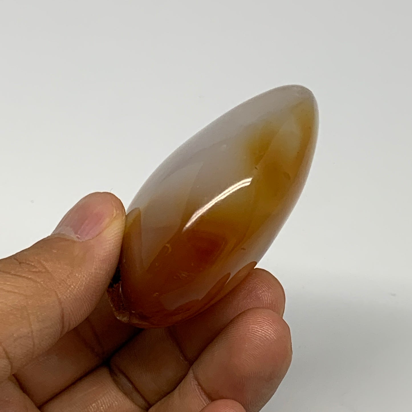 106.4g, 2.4"x2"x1.1", Red Carnelian Palm-Stone Gem Crystal Polished, B28436