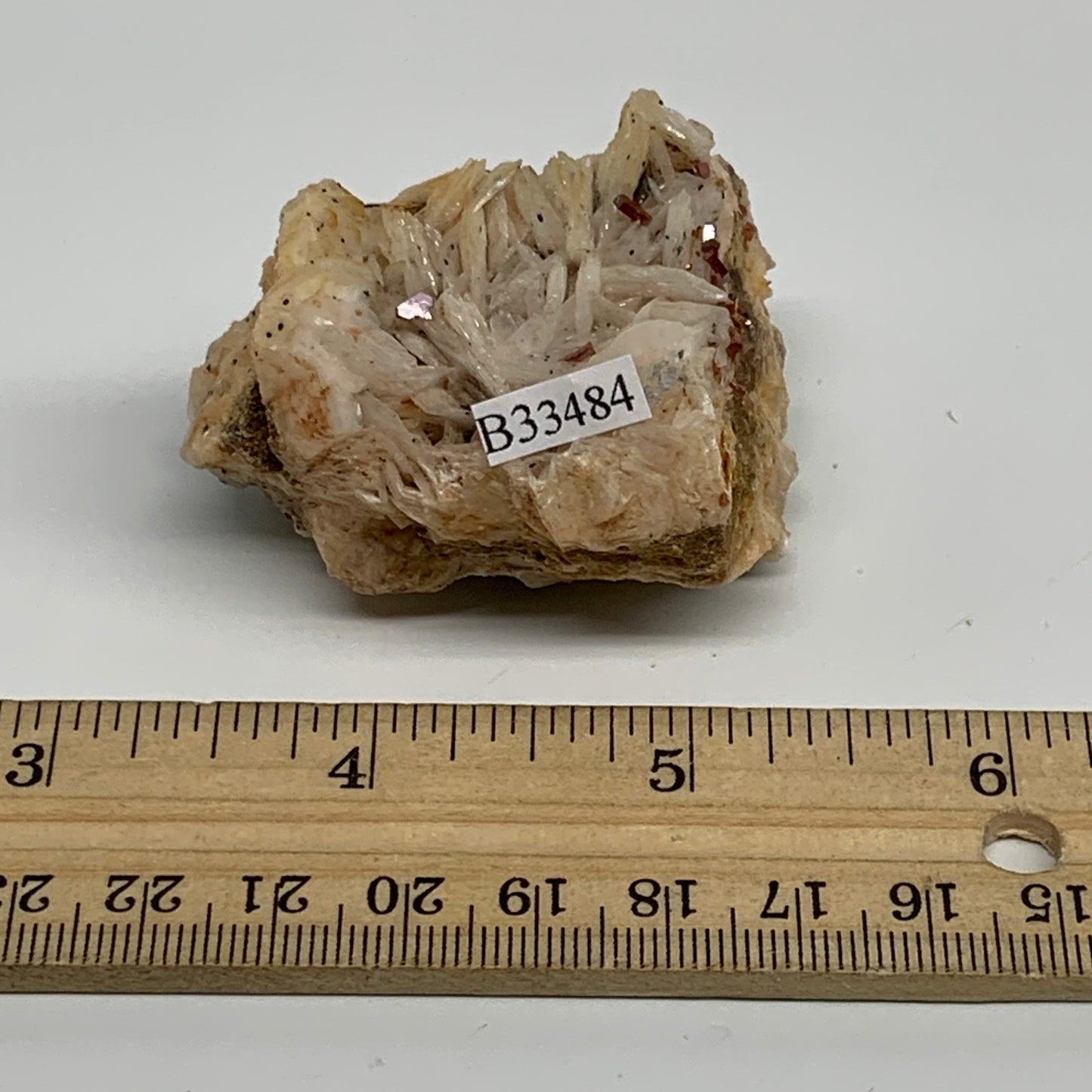 123.3g, 2"x1.5"x1.4", Golden Barite Tiny Vanadinite Mineral Specimen, B33484