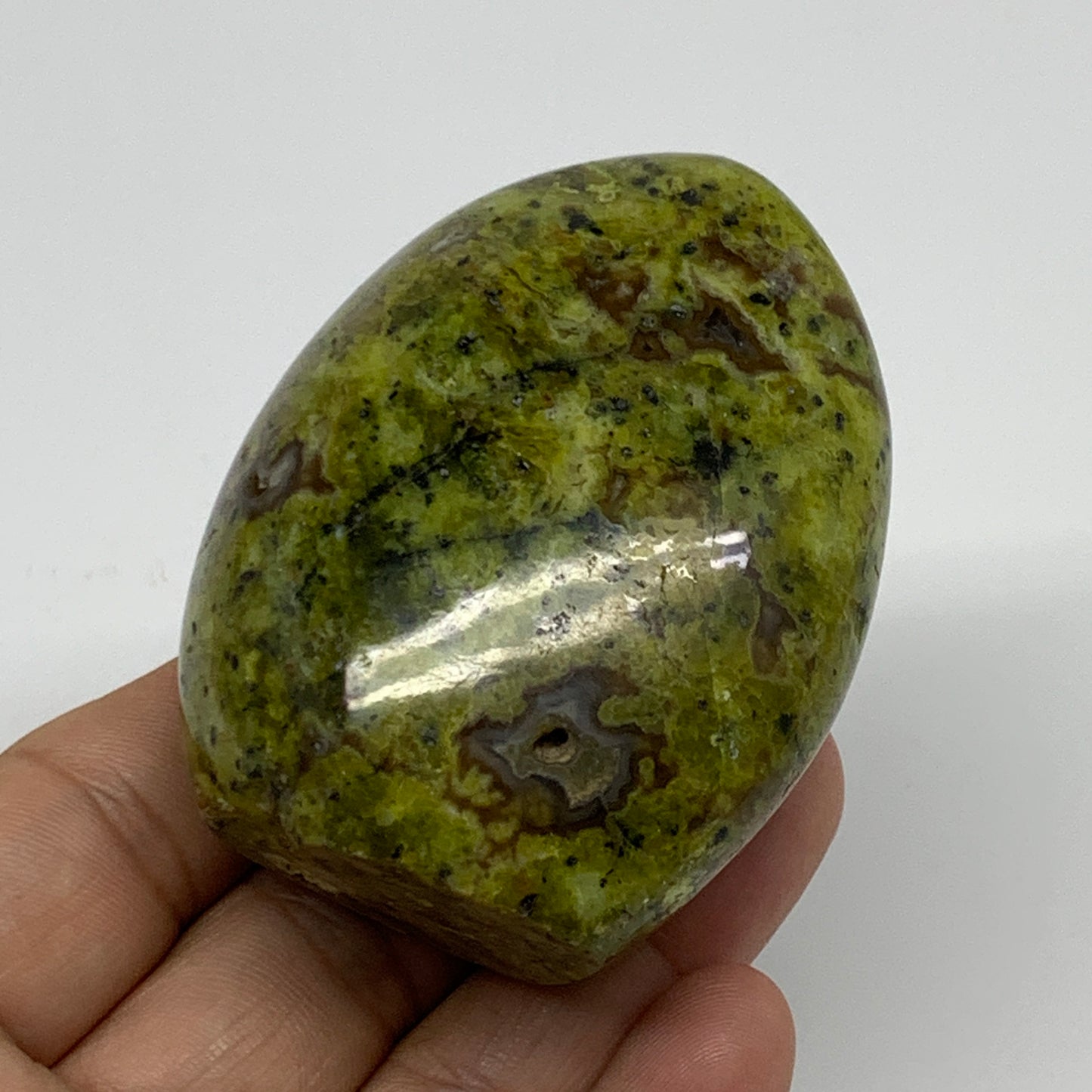 137.1g, 2.5"x2"x1.3", Green Opal Crystal Freeform Polished Gemstone, B34119