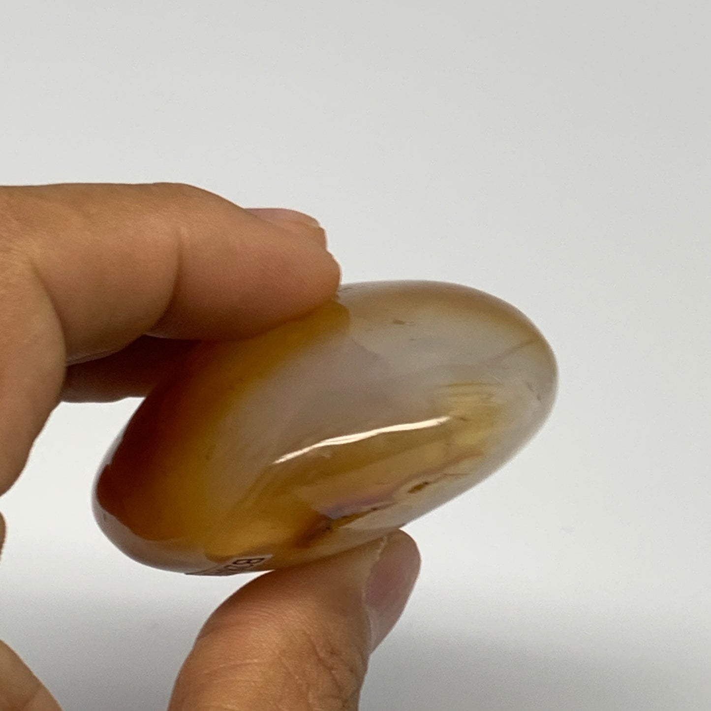 106.4g, 2.4"x2"x1.1", Red Carnelian Palm-Stone Gem Crystal Polished, B28436