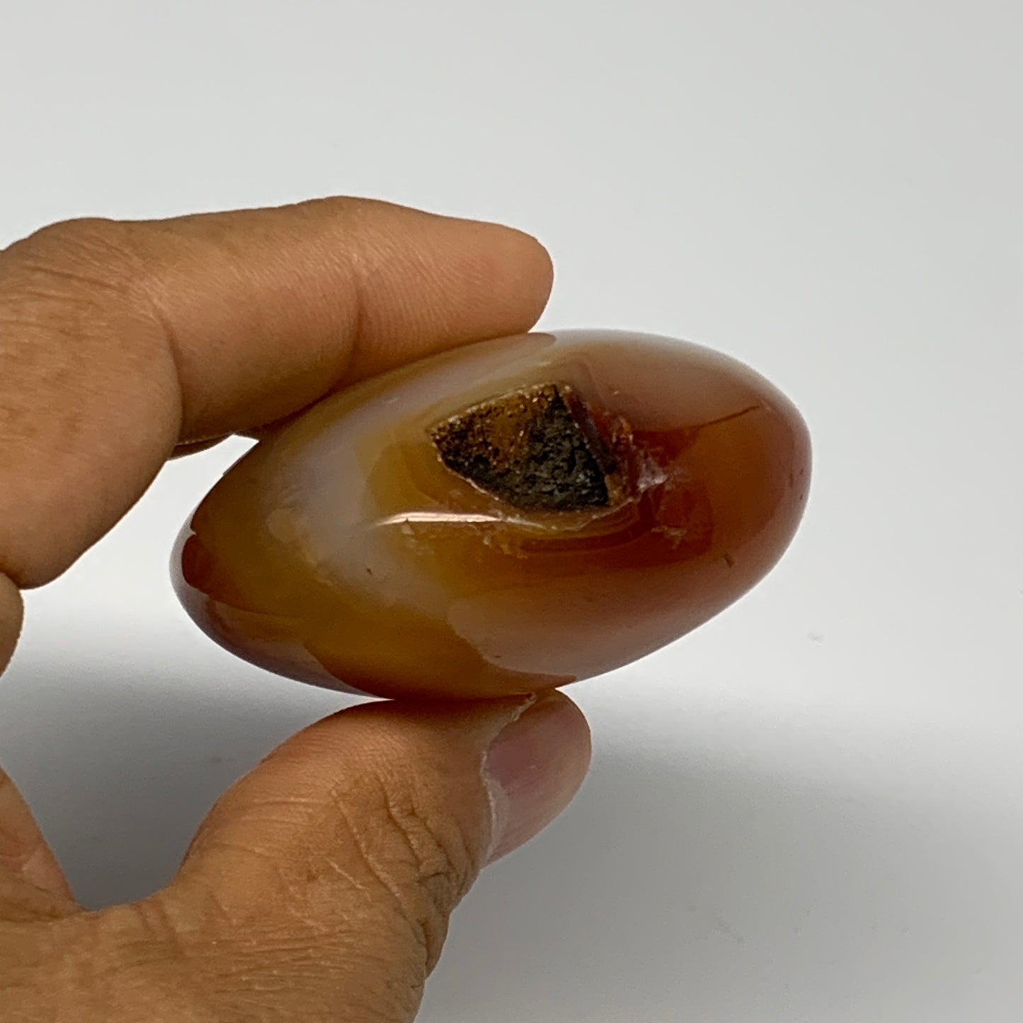 106.4g, 2.4"x2"x1.1", Red Carnelian Palm-Stone Gem Crystal Polished, B28436