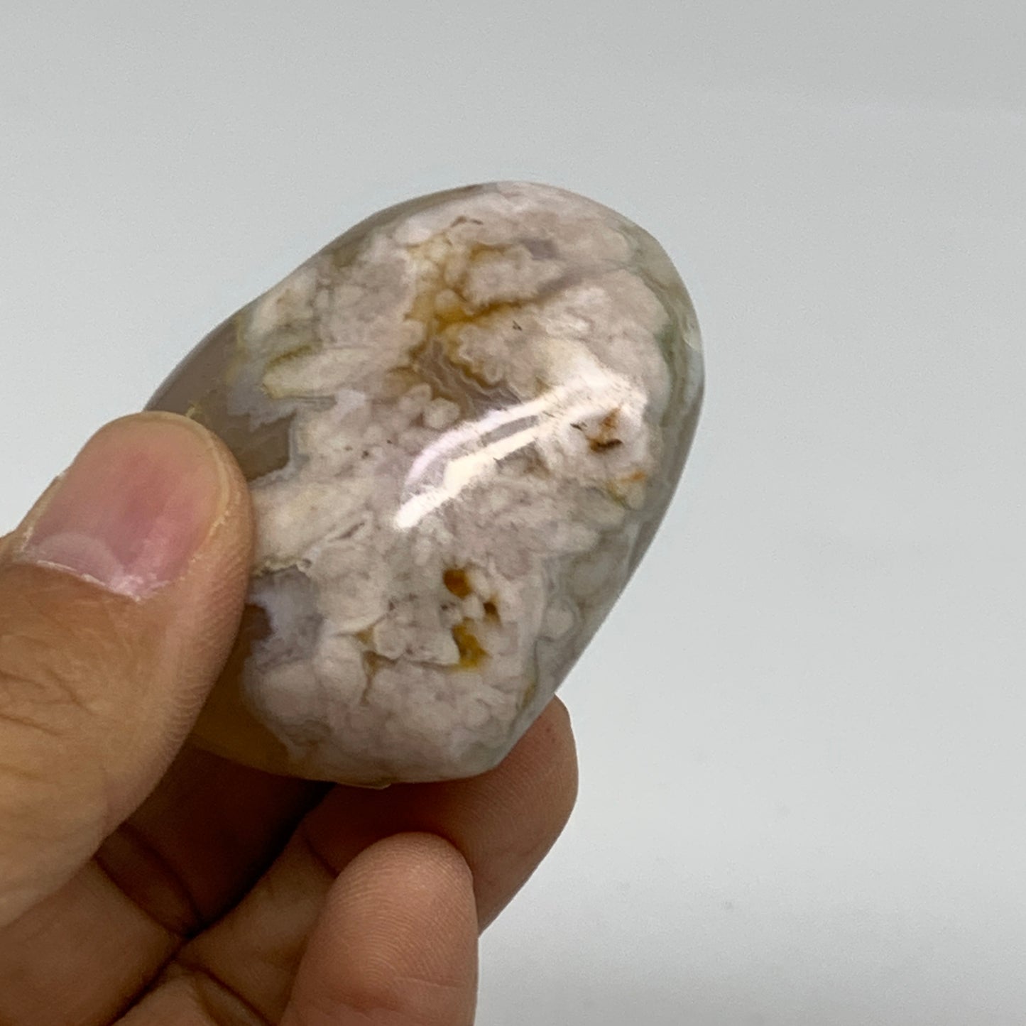 0.17 lbs, 1.8x2.1"x1", Cherry Blossom Flower Agate Heart Crystal, B37115