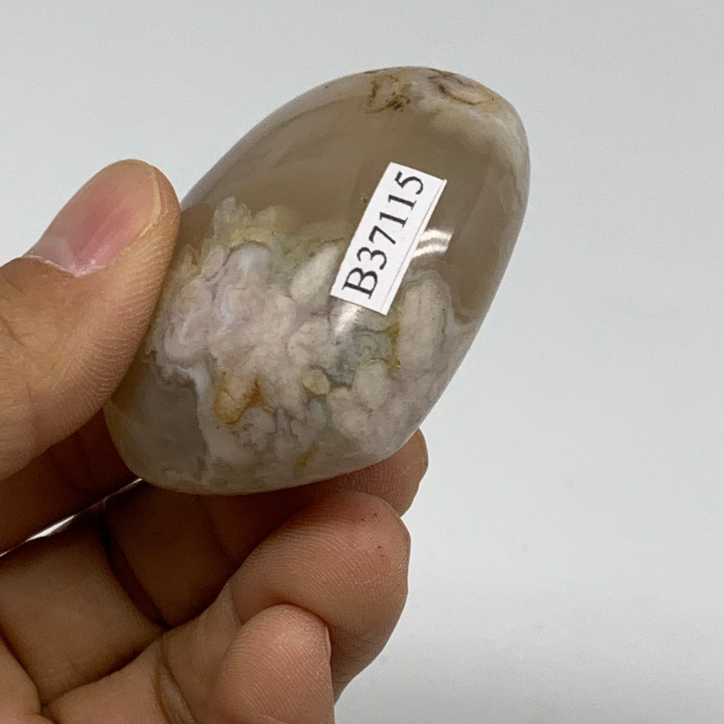 0.17 lbs, 1.8x2.1"x1", Cherry Blossom Flower Agate Heart Crystal, B37115