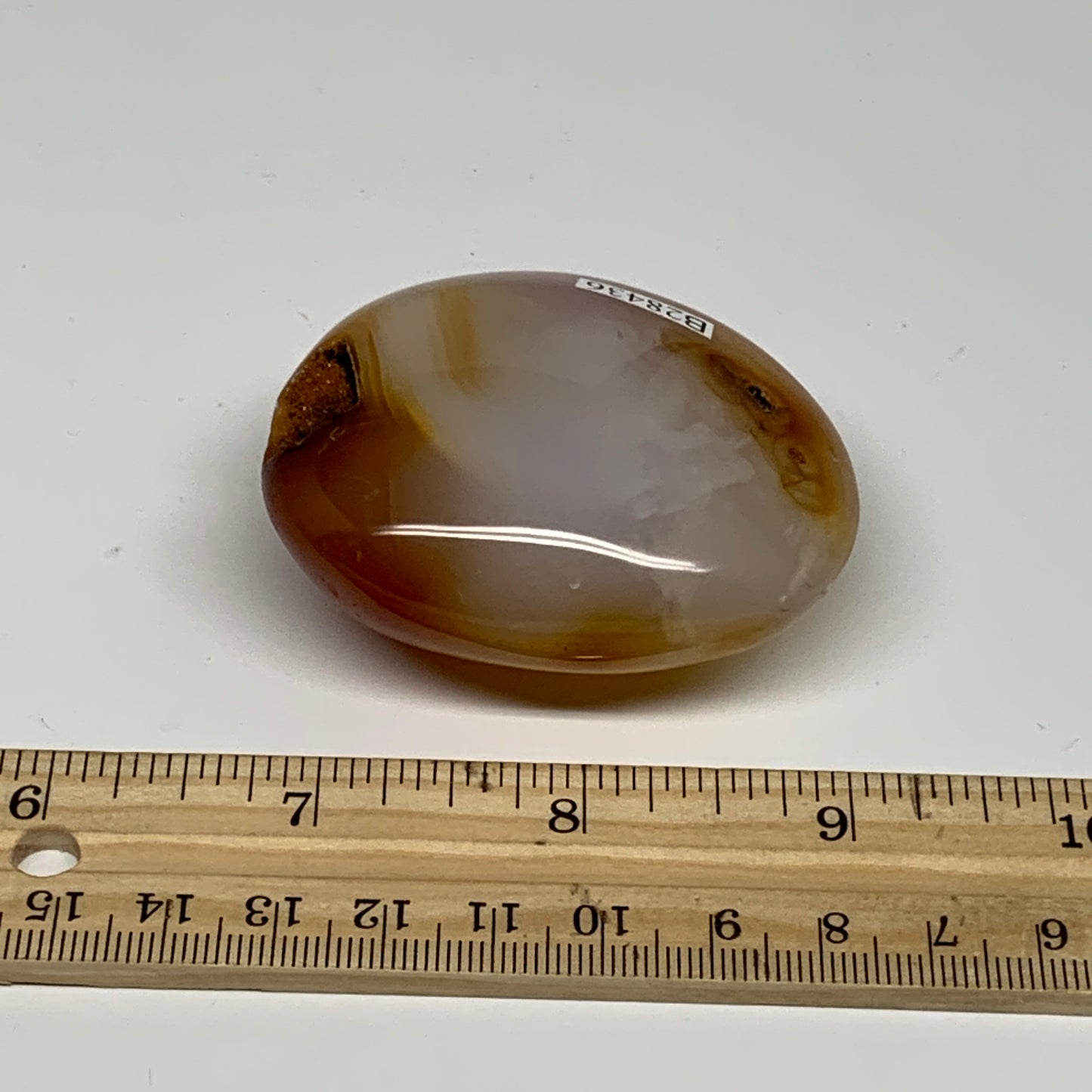 106.4g, 2.4"x2"x1.1", Red Carnelian Palm-Stone Gem Crystal Polished, B28436