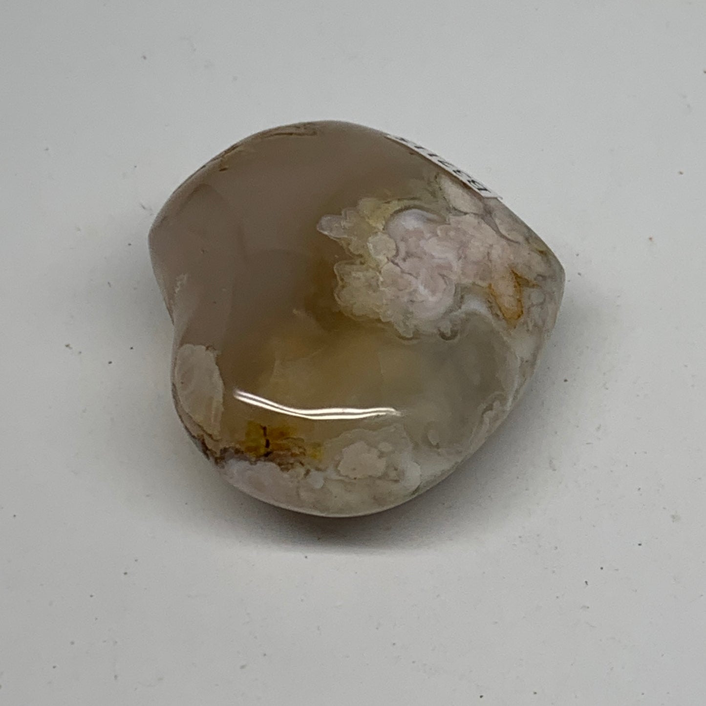 0.17 lbs, 1.8x2.1"x1", Cherry Blossom Flower Agate Heart Crystal, B37115