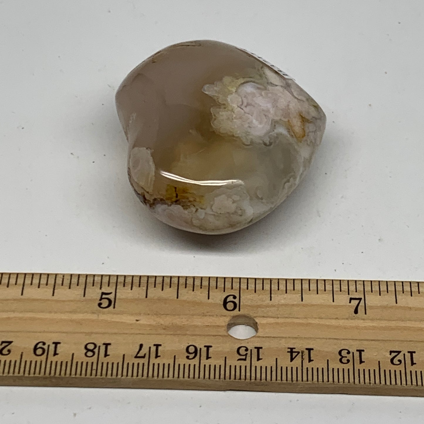 0.17 lbs, 1.8x2.1"x1", Cherry Blossom Flower Agate Heart Crystal, B37115